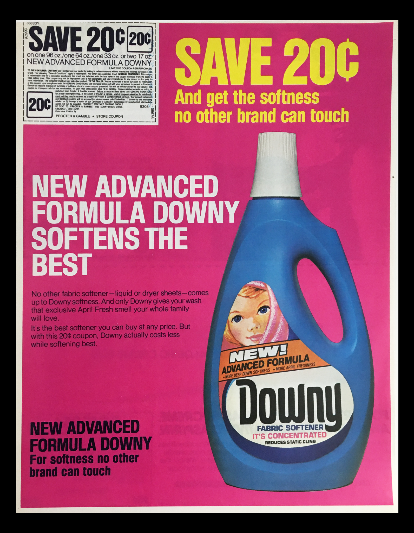 1983 Downy Fabric Softener Concentrated Circular Coupon Advertisement