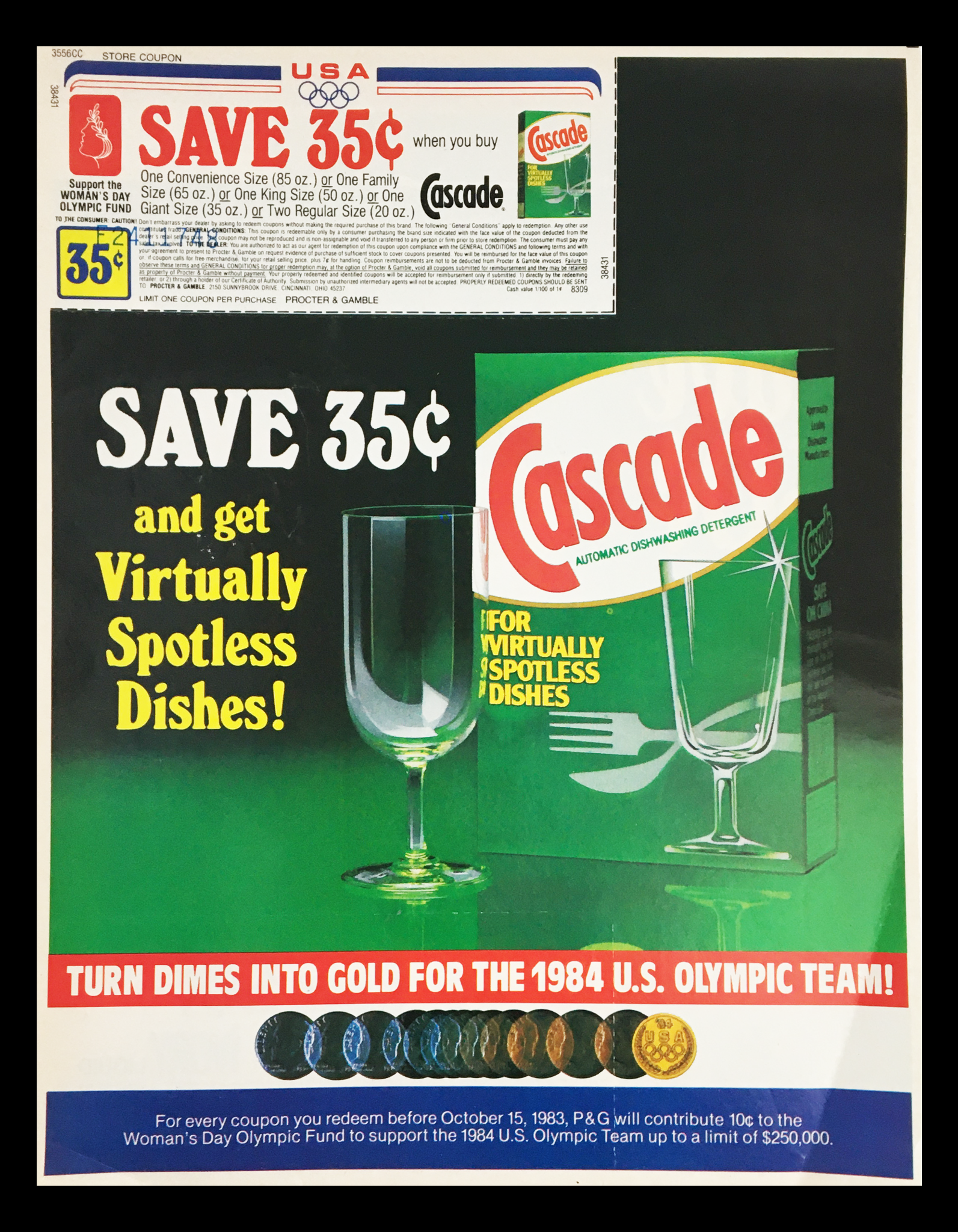 1983 Cascade Automatic Dishwashing Detergent Circular Coupon Advertisement