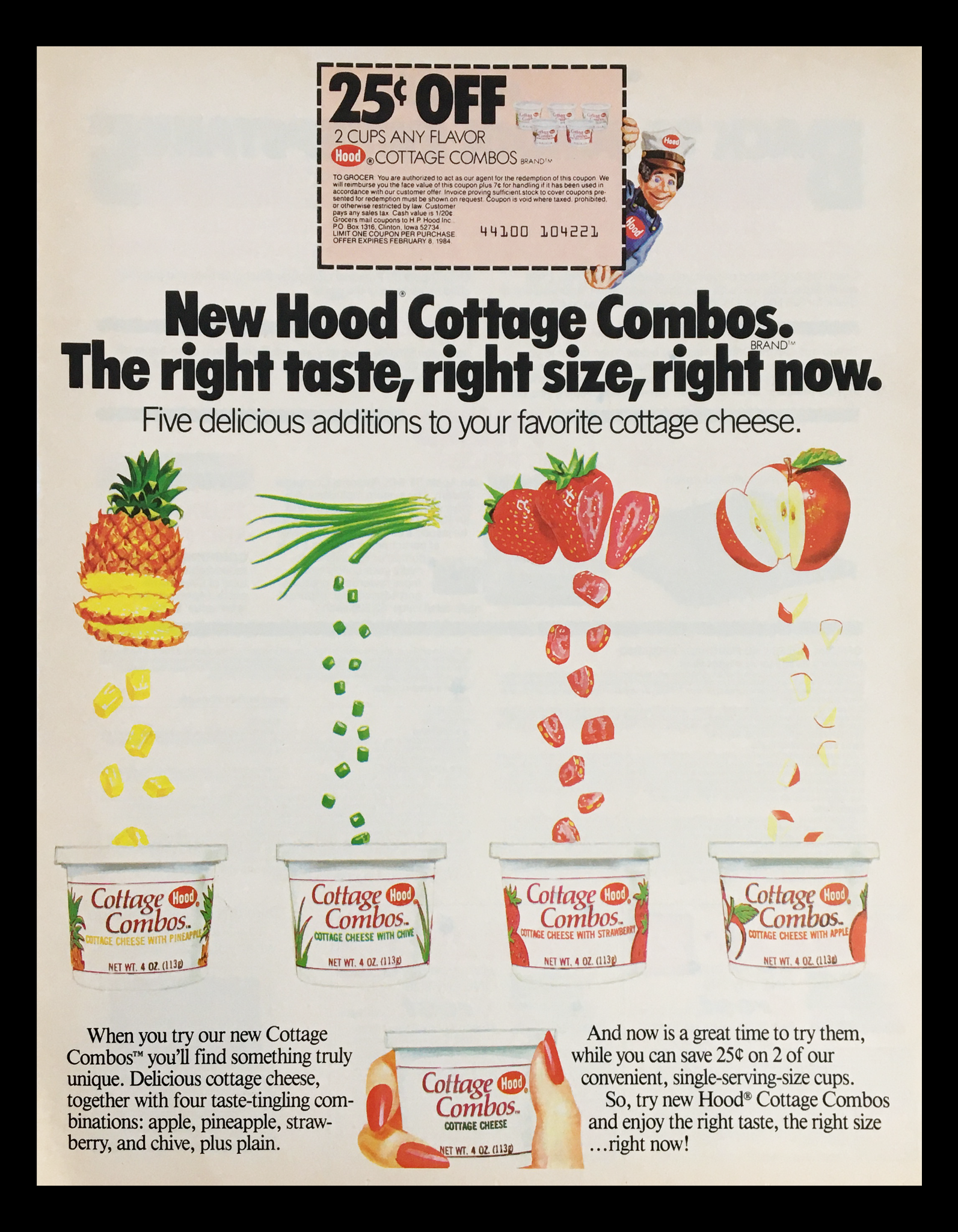 1984 Hood Cottage Combos Cottage Cheese Circular Coupon Advertisement