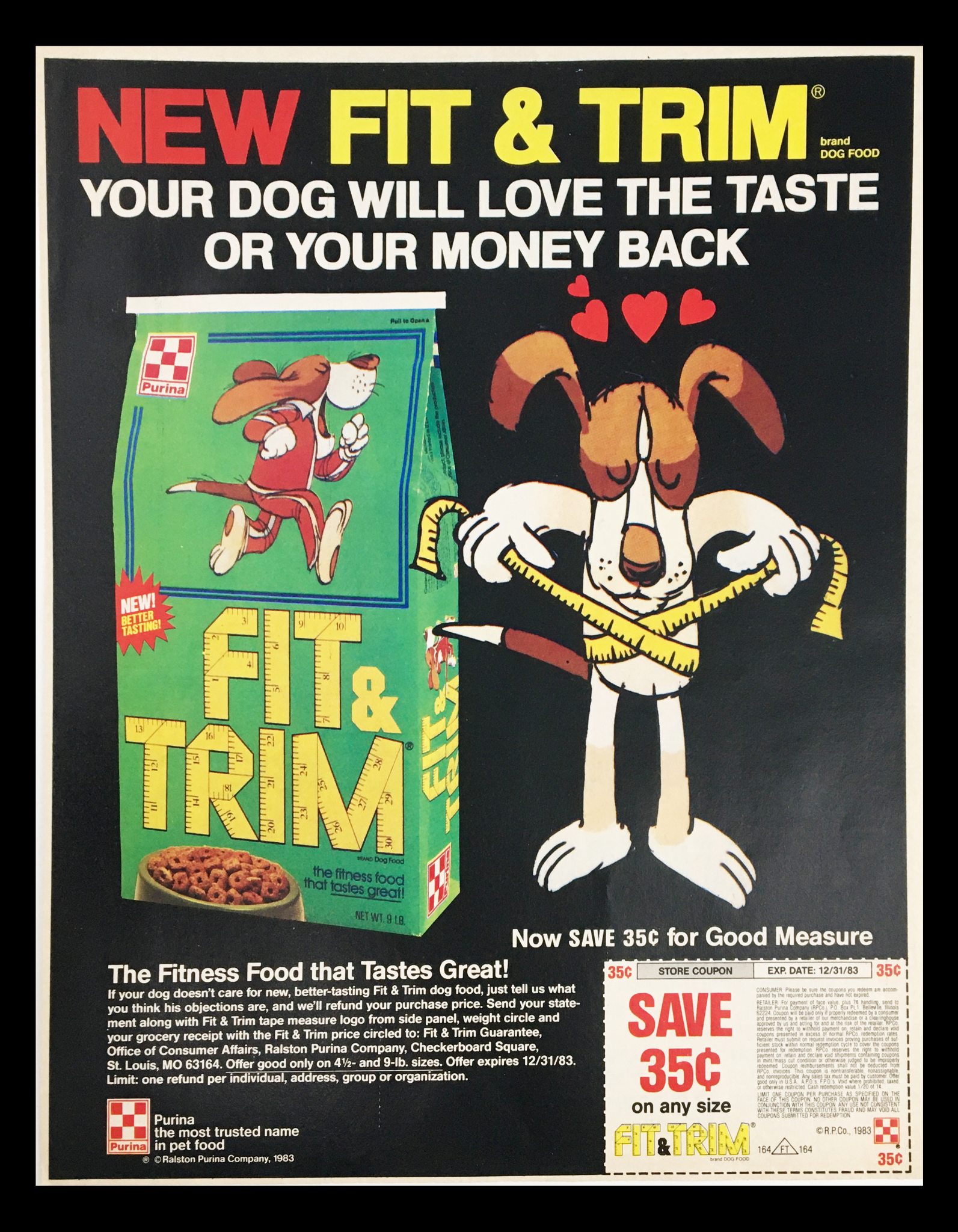 1983 Purina Fit & Trim Dog Food Circular Coupon Advertisement