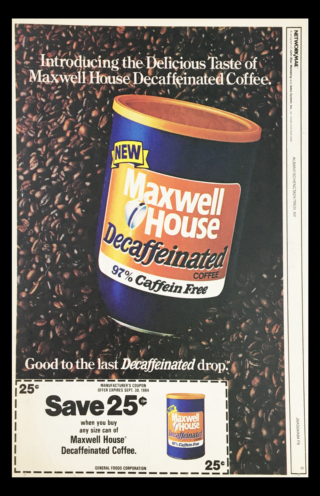 1984 Maxwell House Decaffeneited Coffee Circular Coupon Advertisement