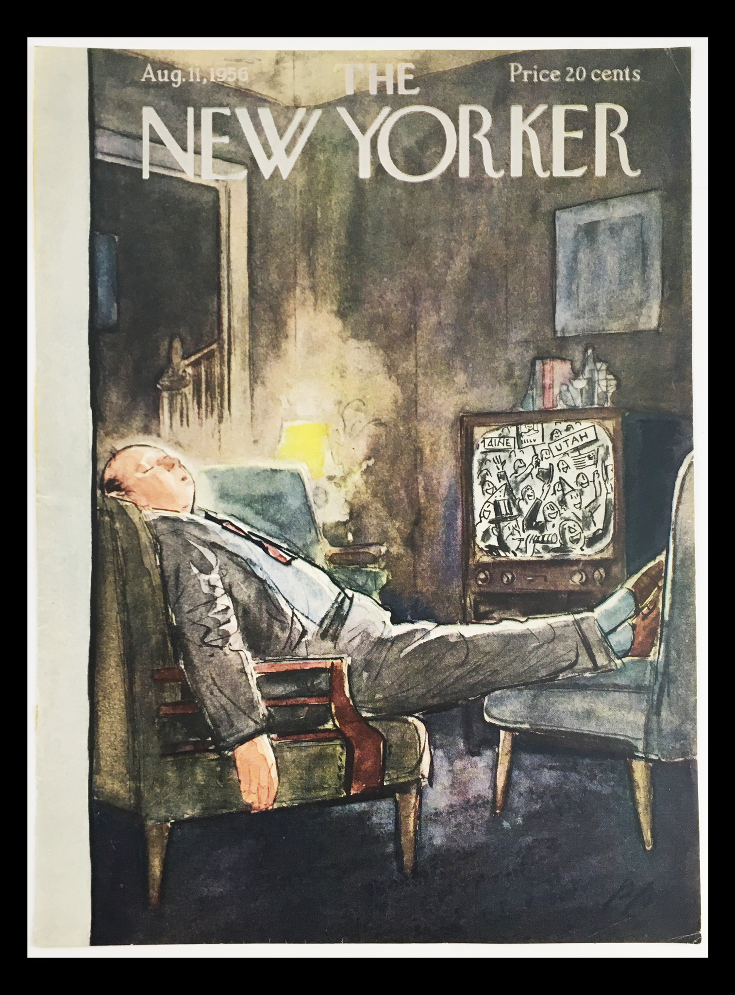 COVER ONLY The New Yorker August 11 1956 Full Cover Theme by Perry Barlow