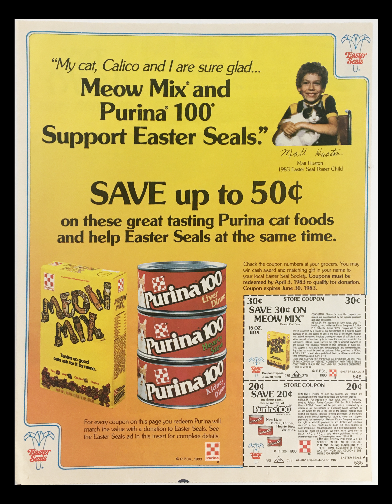 1983 Purina 00 Liver Dinner Cat Foods Circular Coupon Advertisement