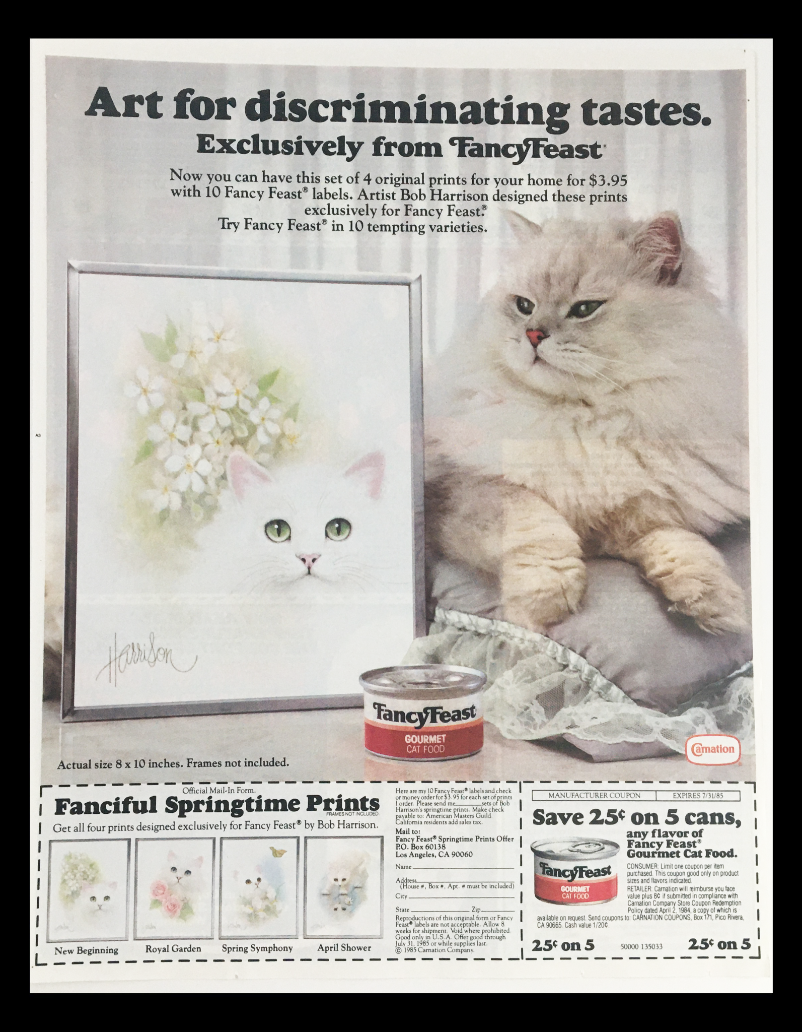 1985 Fancy Feast Gourmet Cat Food Circular Coupon Advertisement