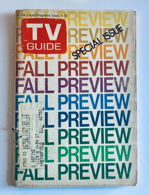 TV Guide Magazine September 9 1972 #515 Fall Preview Eastern IL Ed. No Label