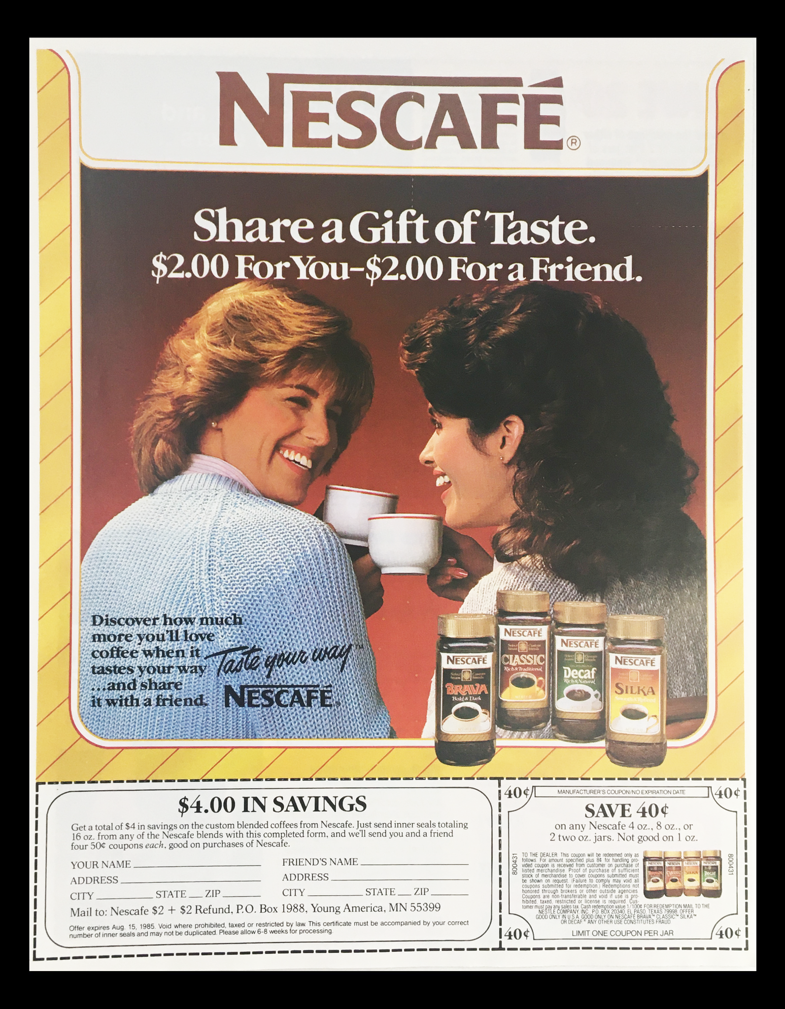 1985 Nescafe Classic Thick & Dark Coffee Circular Coupon Advertisement