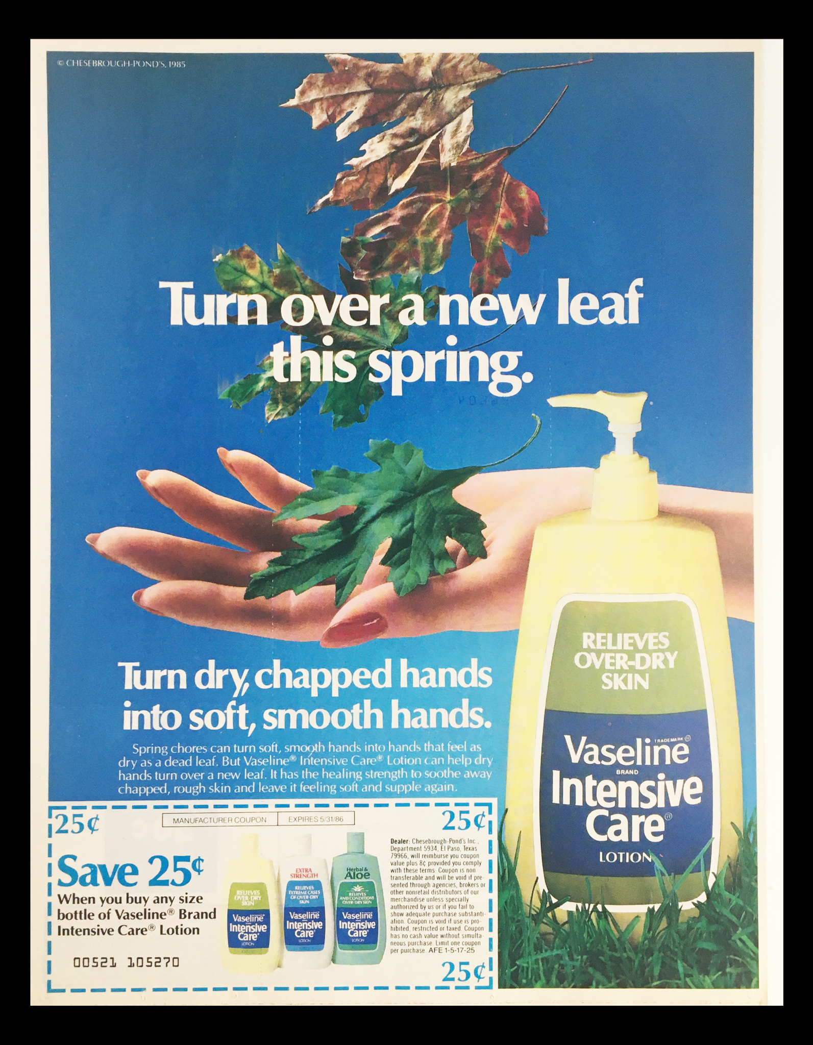 1986 Vaseline Brand Intensive Care Lotion Circular Coupon Advertisement