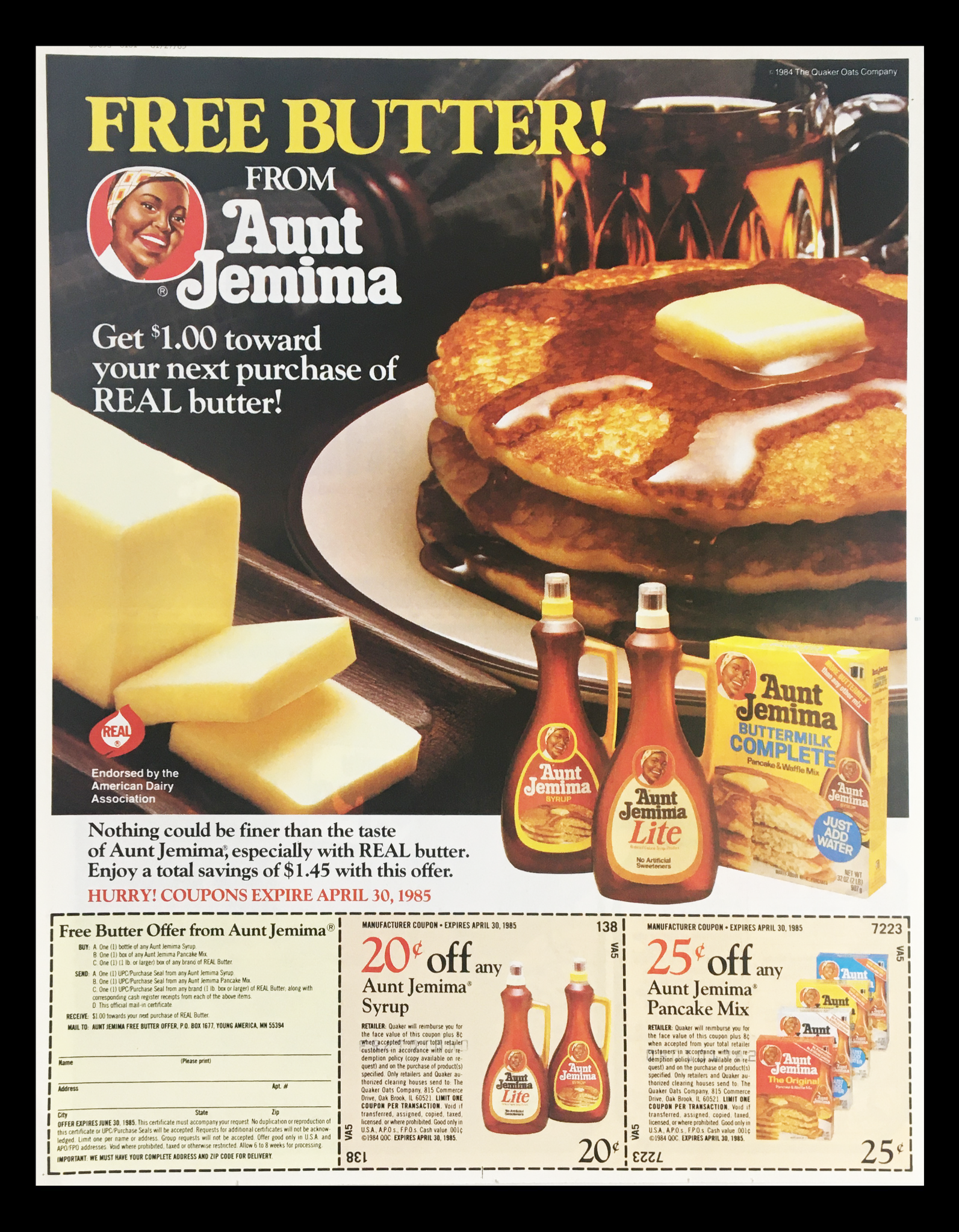 1985 Aunt Pancake & Waffle Mix Circular Advertisement