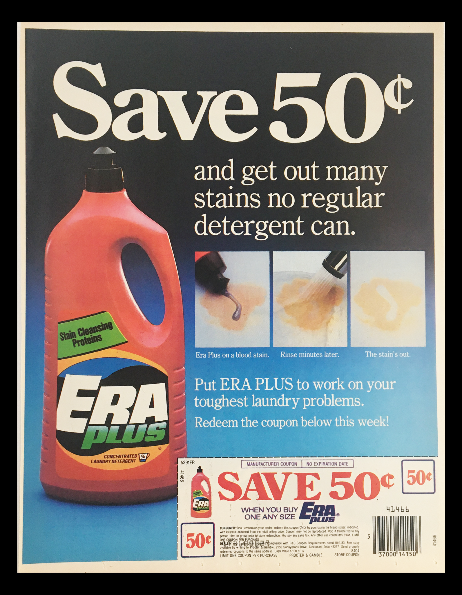 1984 Era Plus Concentrated Laundry Detergent Circular Coupon Advertisement