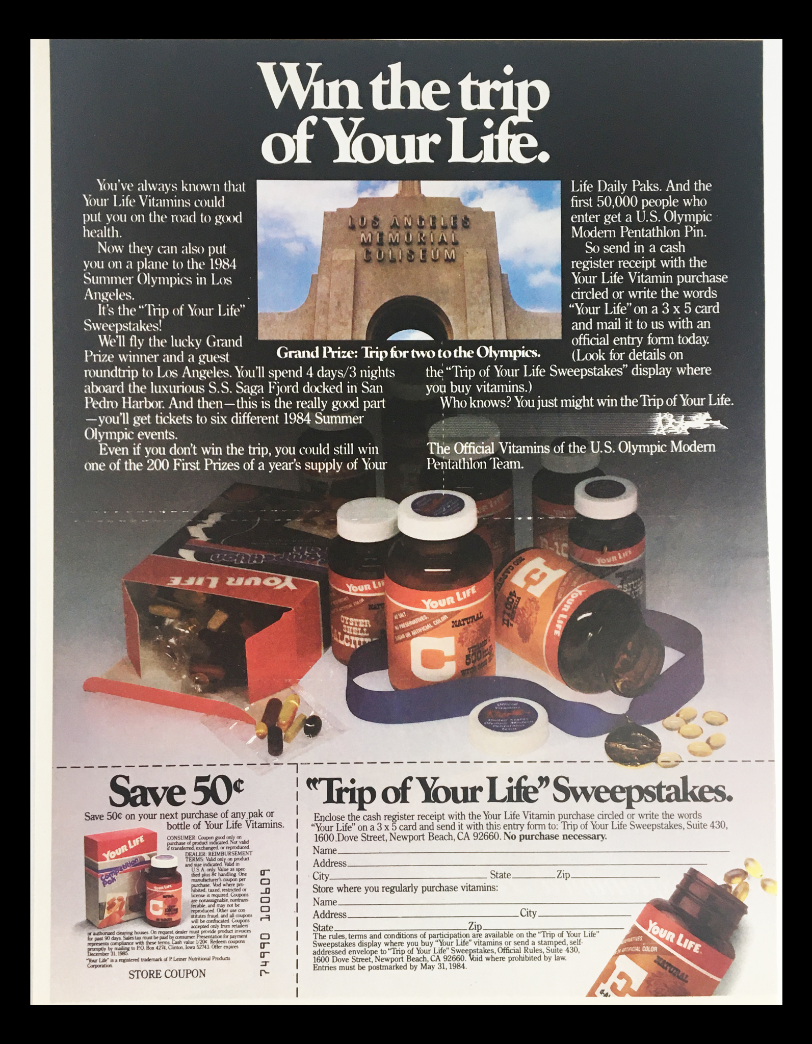 1984 Your Life Vitamins Sweepstakes Circular Coupon Advertisement