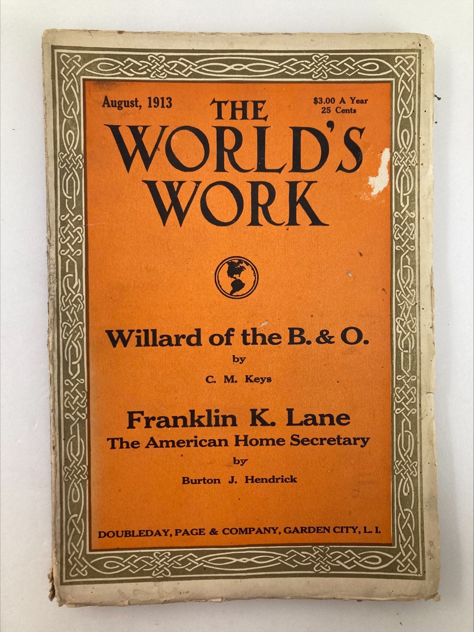 VTG The World's Work Magazine August 1913 Franklin K. Lane No Label