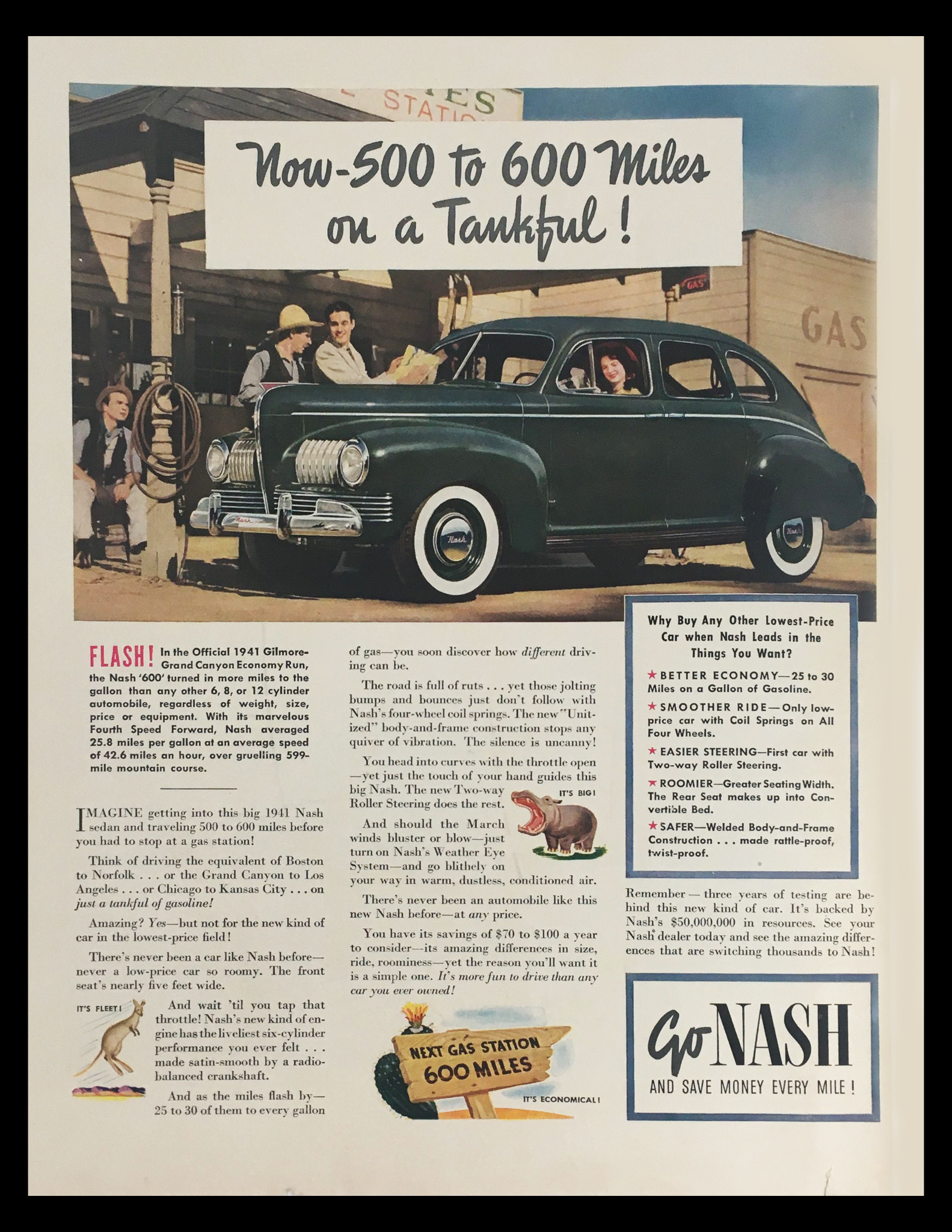 1941 Nash Ambassador 600 Series Sedan Vintage Print Ad