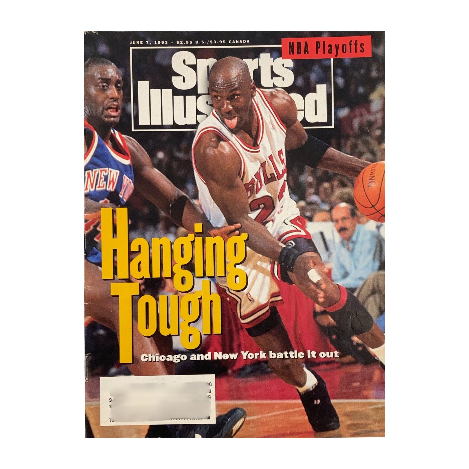 Cover of Sports Illustrated from June 7, 1993, highlighting Michael Jordan titled 'Hanging Tough,' depicting the Chicago Bulls in NBA Playoffs. This is one of six vintage magazines celebrating Michael Jordan's legacy.