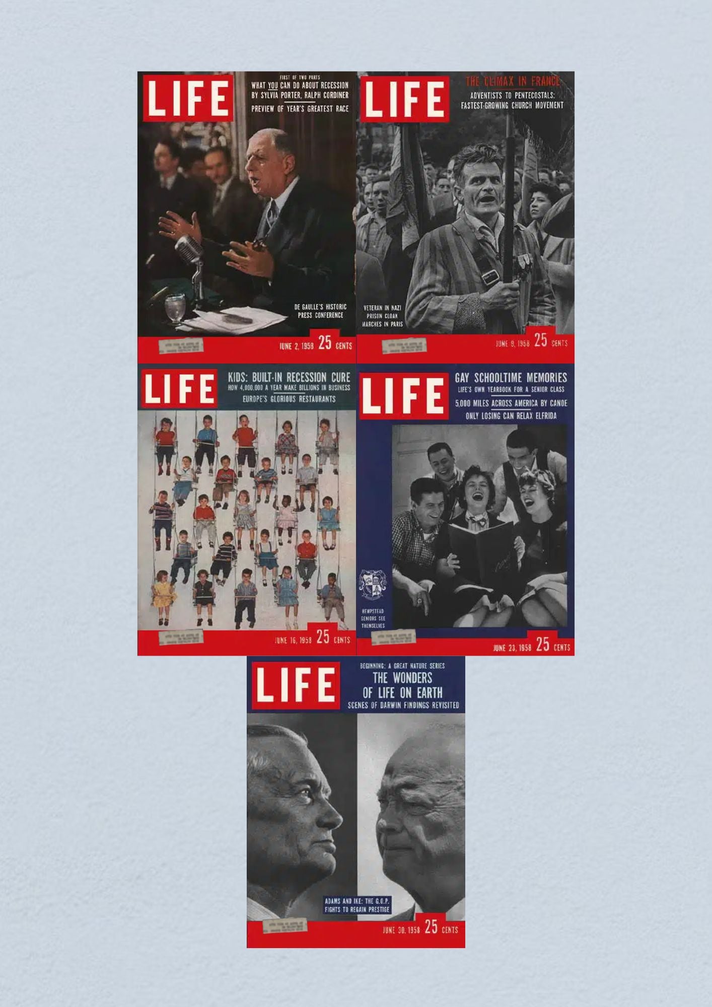 Life Magazine Lot of 5 Full Month June 1958 2, 9, 16, 23, 30 Civil Rights Era