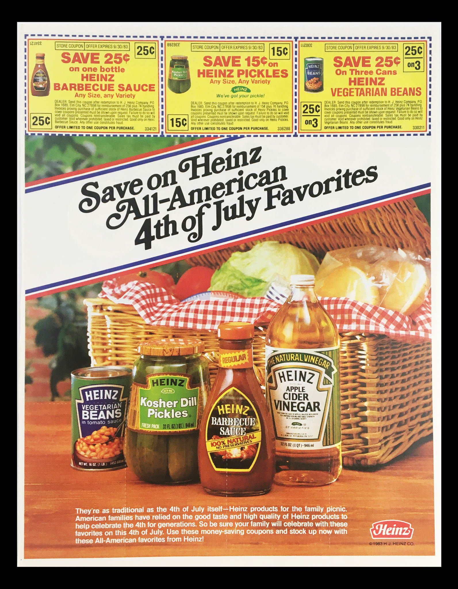 1983 Heinz All-American 4th of July Favorites Circular Coupon Advertisement