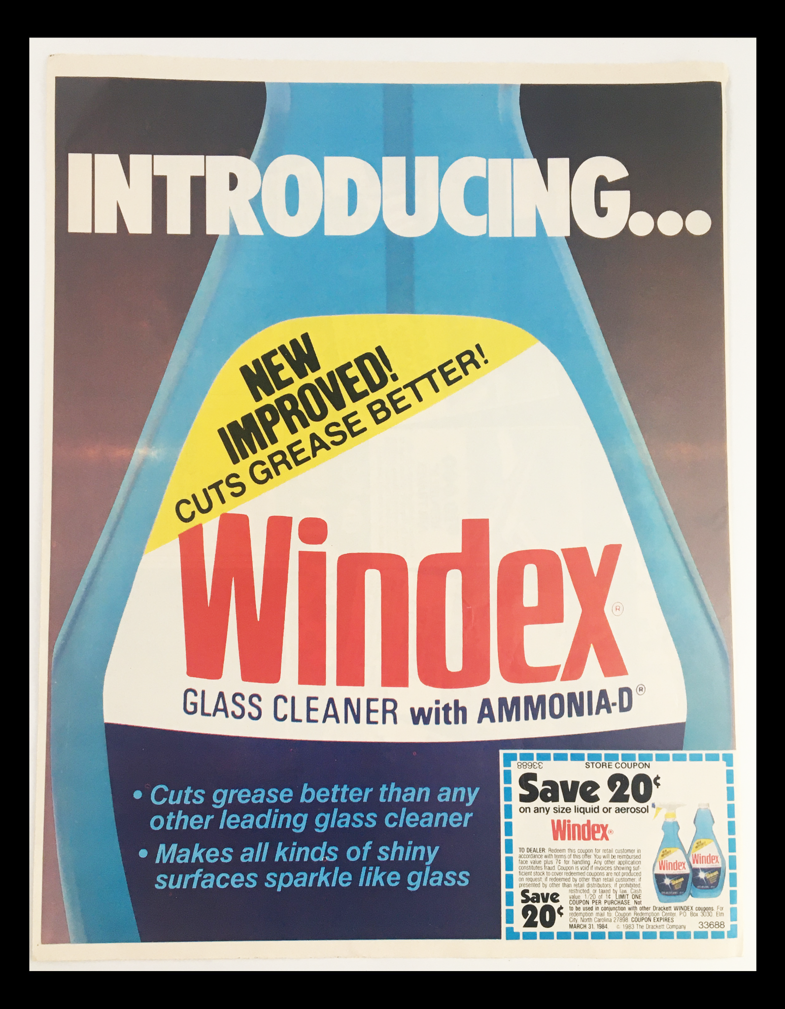 1983 Windex Glass Cleaner with Ammonia-D Circular Coupon Advertisement