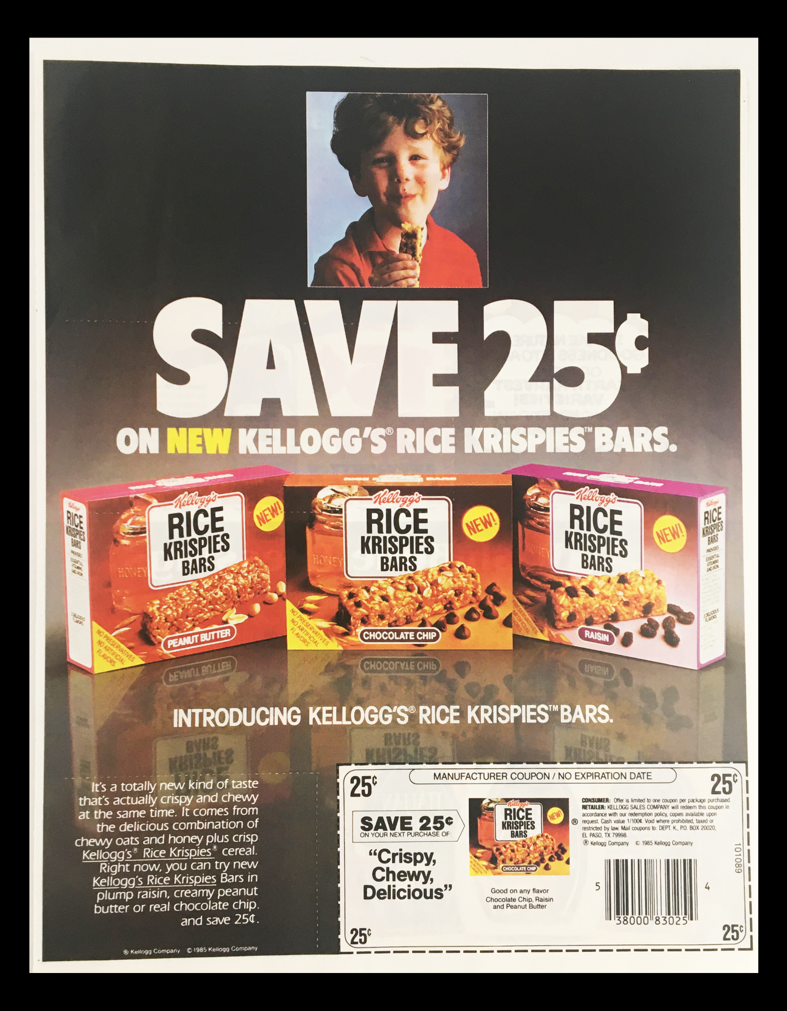 1985 Kellogg's Rice Krispies Bars Circular Coupon Advertisement