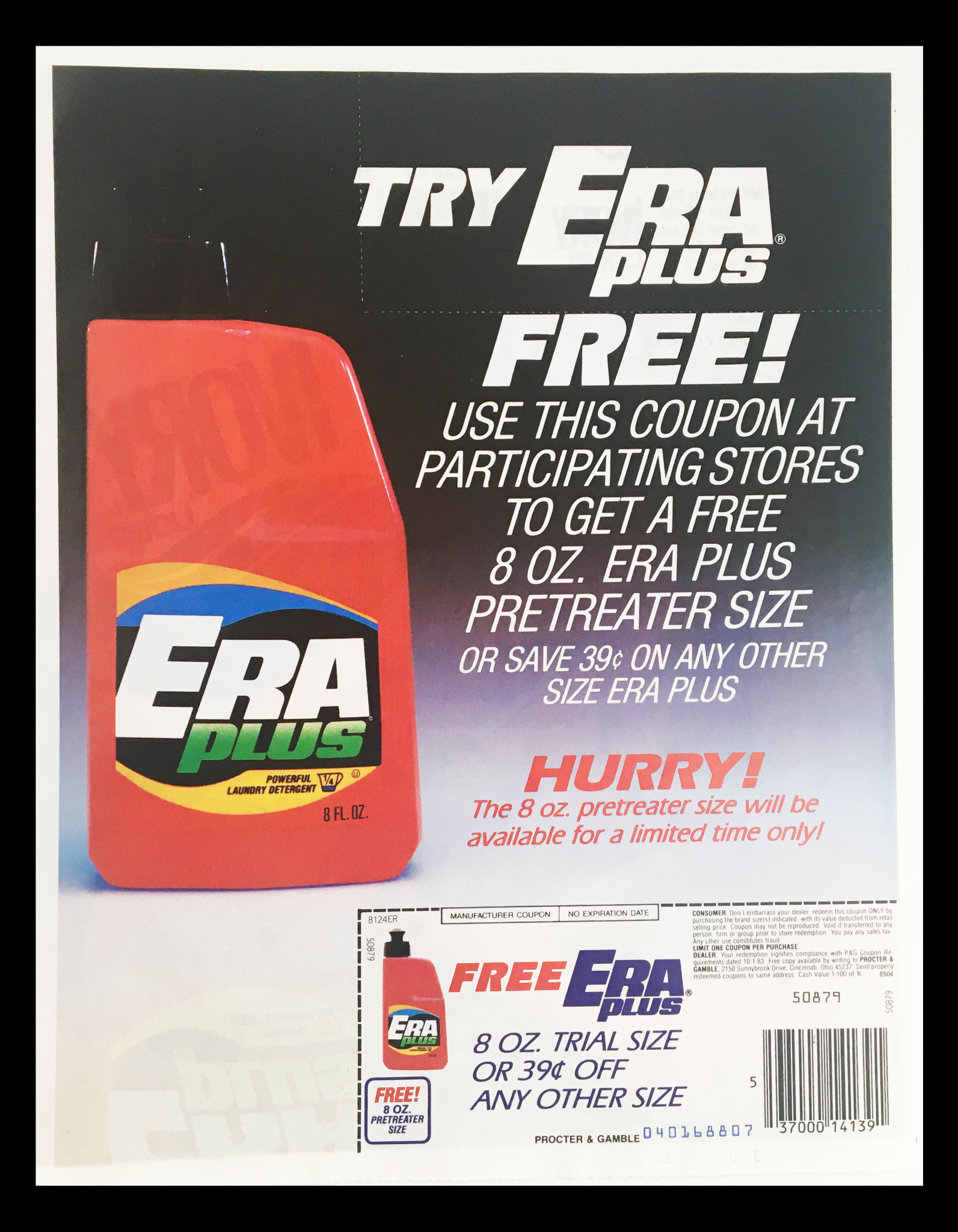 1983 Era Plus Laundry Detergent Circular Coupon Advertisement