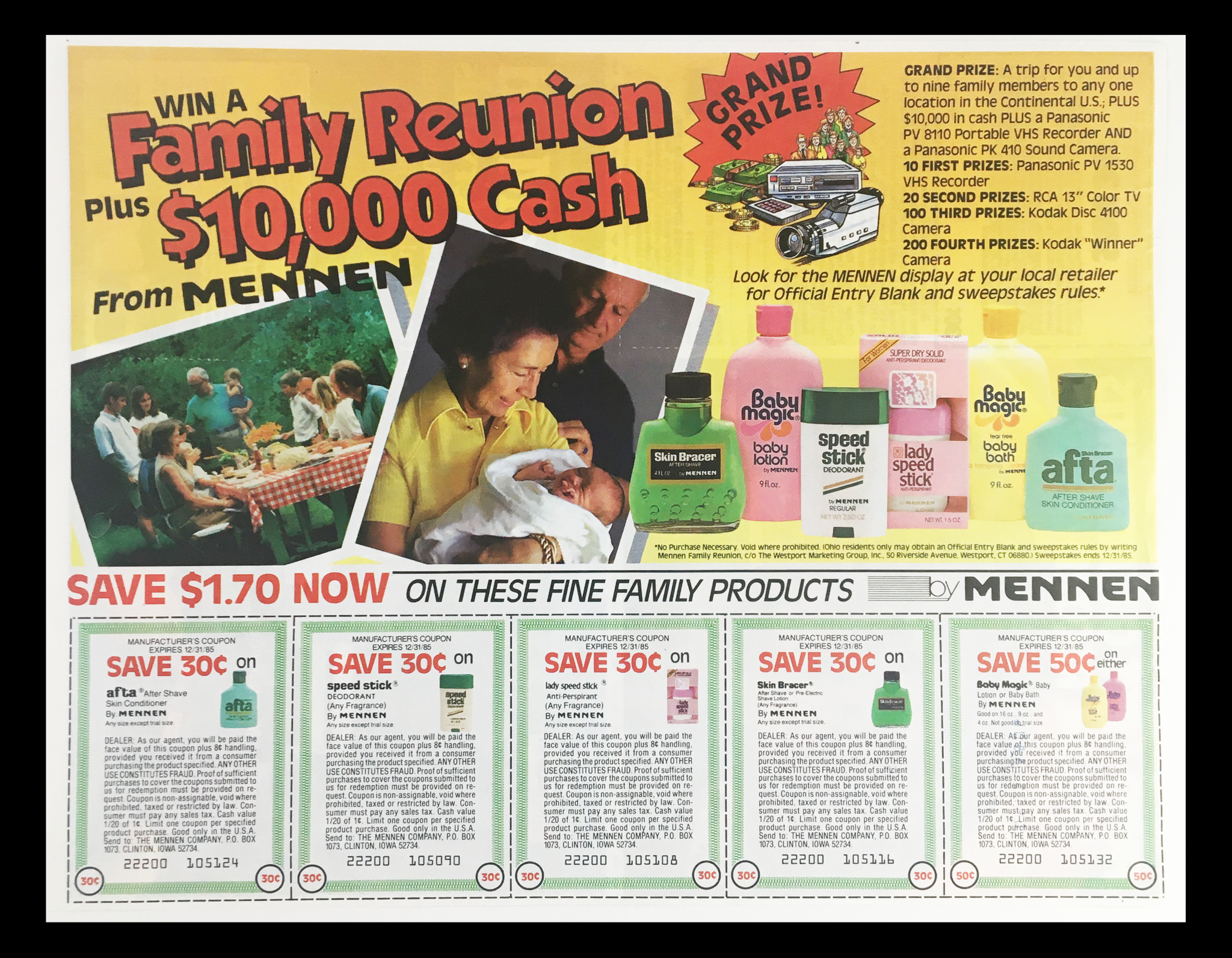 1985 Menmen Fine Family Products Circular Coupon Advertisement