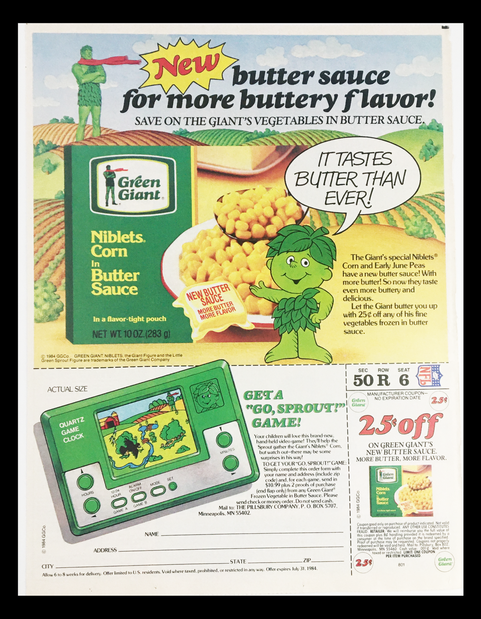 1984 Green Giant Niblets Corn in Butter Sauce Circular Coupon Advertisement