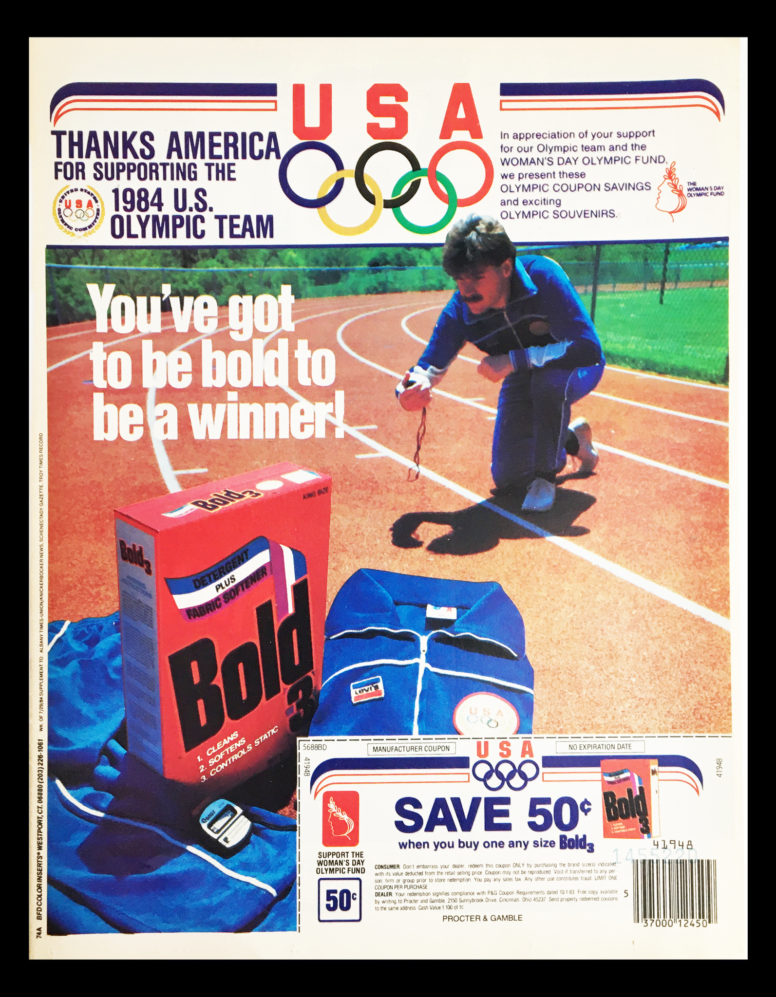 1984 Bold Detergent U.S.A. Olympic Team Circular Coupon Advertisement