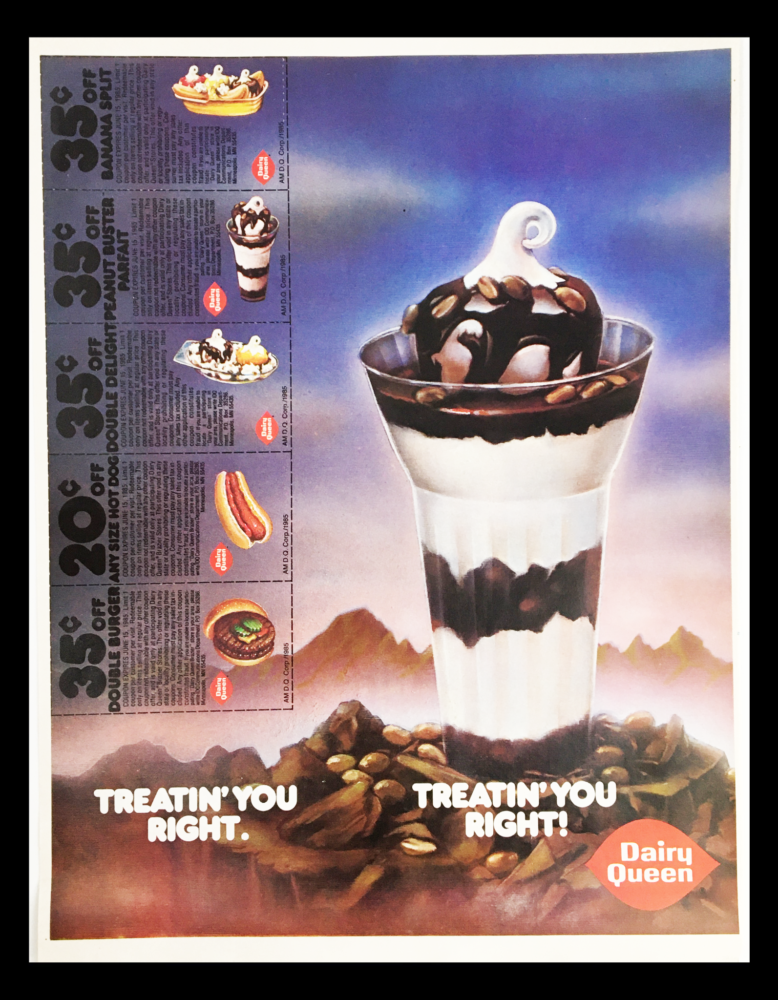 1985 Dairy Queen Ice Cream Sundae Circular Coupon Advertisement