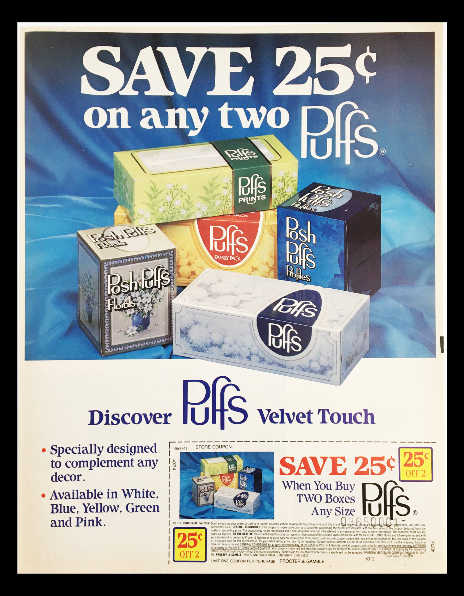 1984 Puffs Velvet Touch Soap Circular Coupon Advertisement