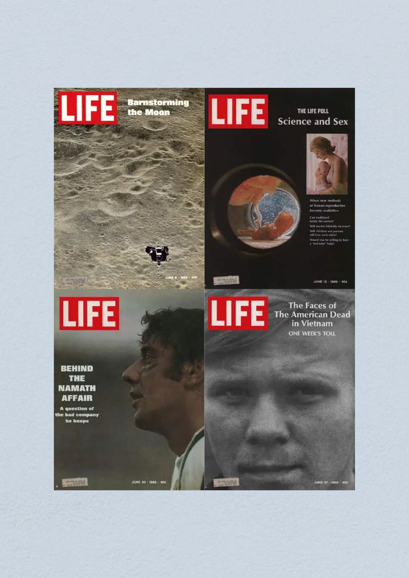 Life Magazine Lot of 4 Full Month June 1969 6, 14, 20, 27 Space Race Era