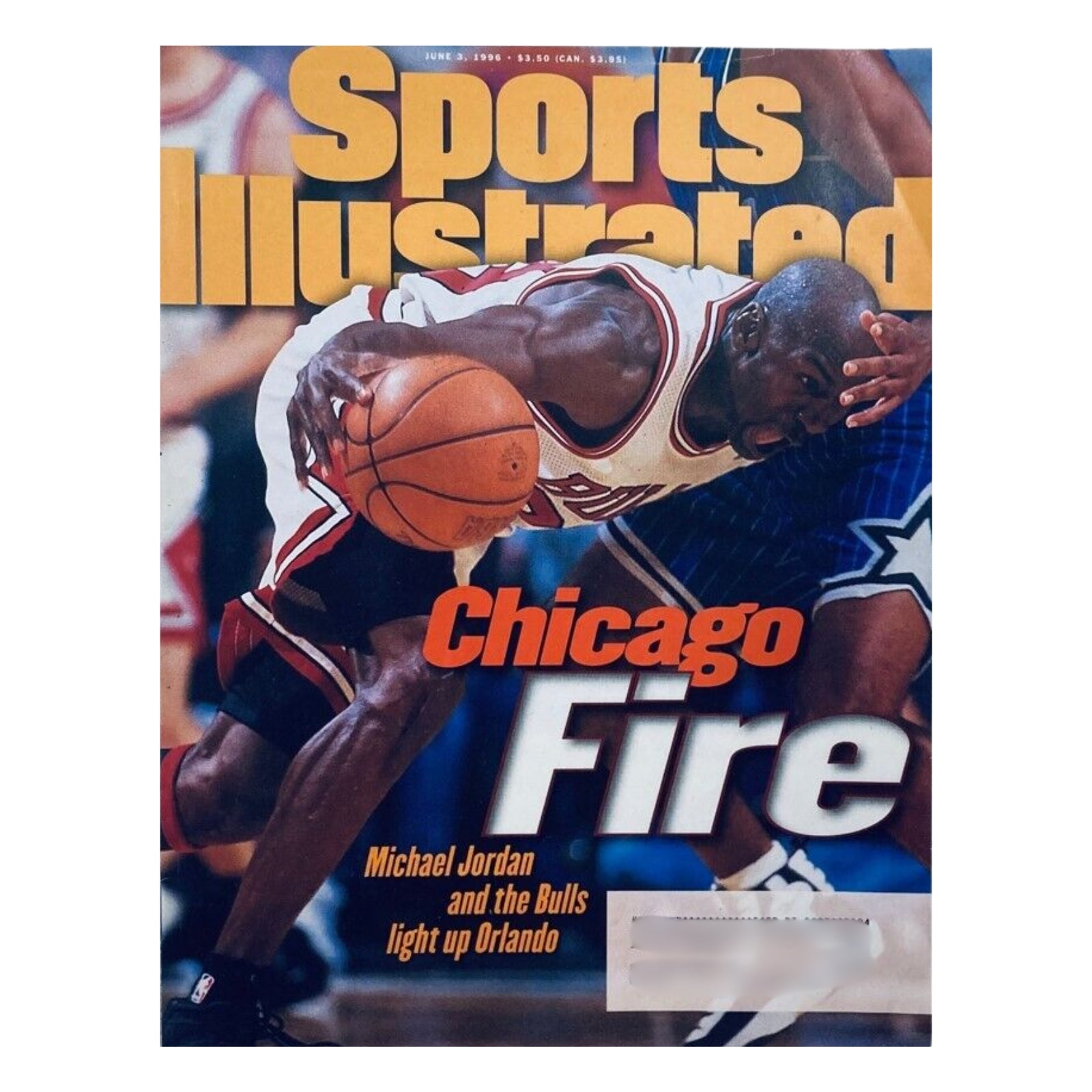 Cover of Sports Illustrated from June 3, 1996, featuring Michael Jordan with the cover line 'Chicago Fire,' illustrating the Chicago Bulls' dominance. An essential part of a collection dedicated to Michael Jordan's illustrious career.