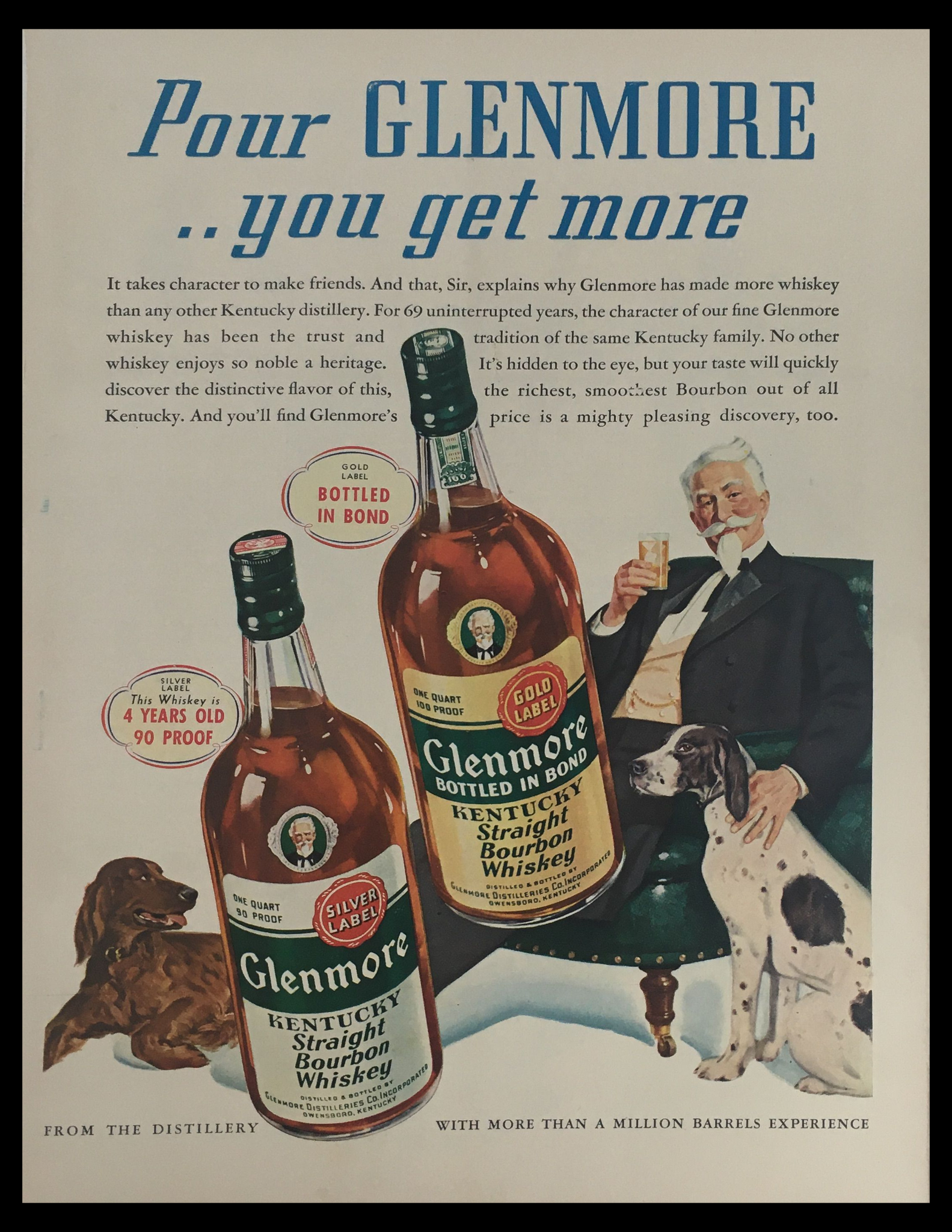 1941 Glenmore Kentucky Straight Bourbon Whiskey Vintage Print Ad