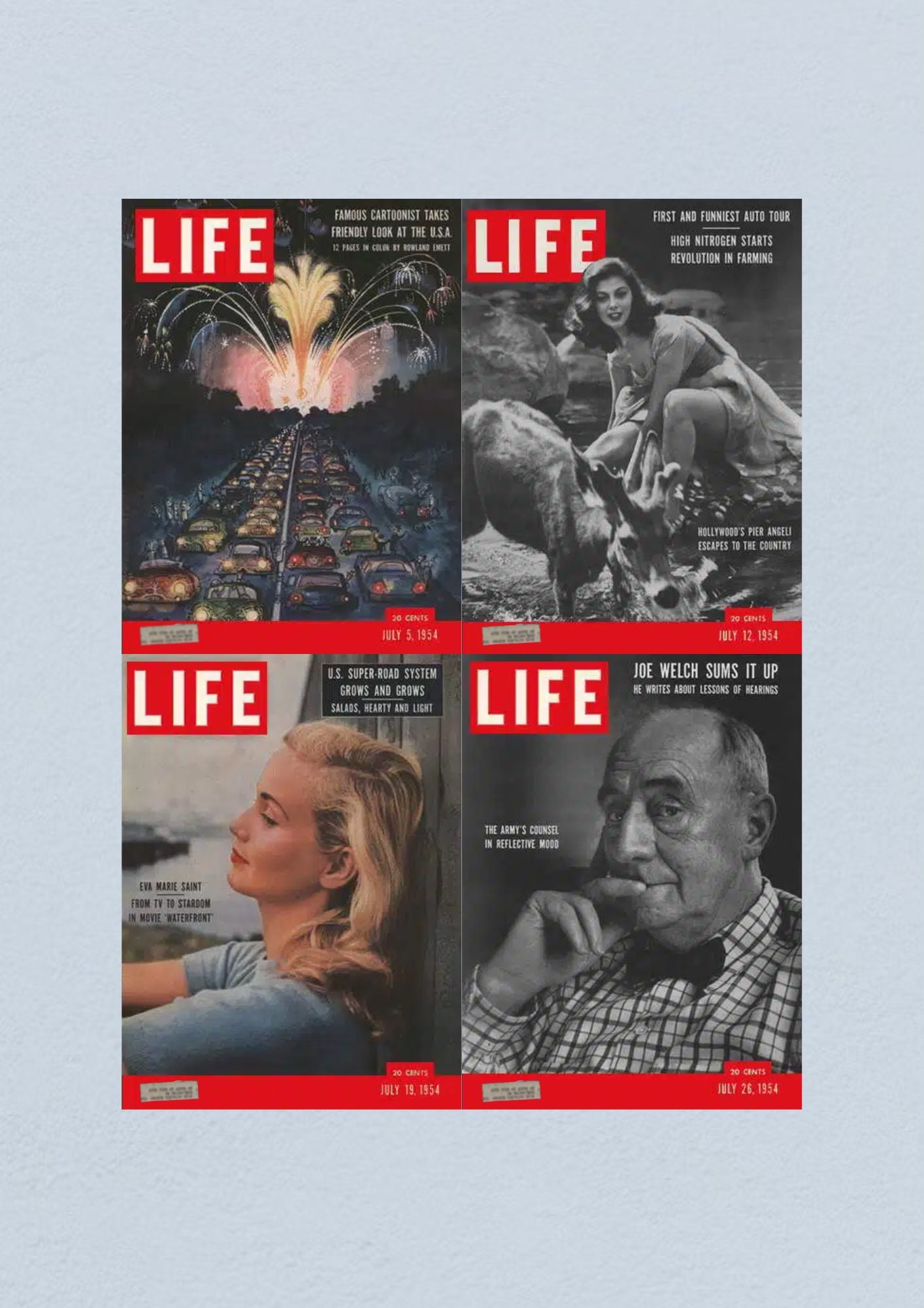 Life Magazine Lot of 4 Full Month of July 1954 5, 12, 19, 26 Civil Rights Era