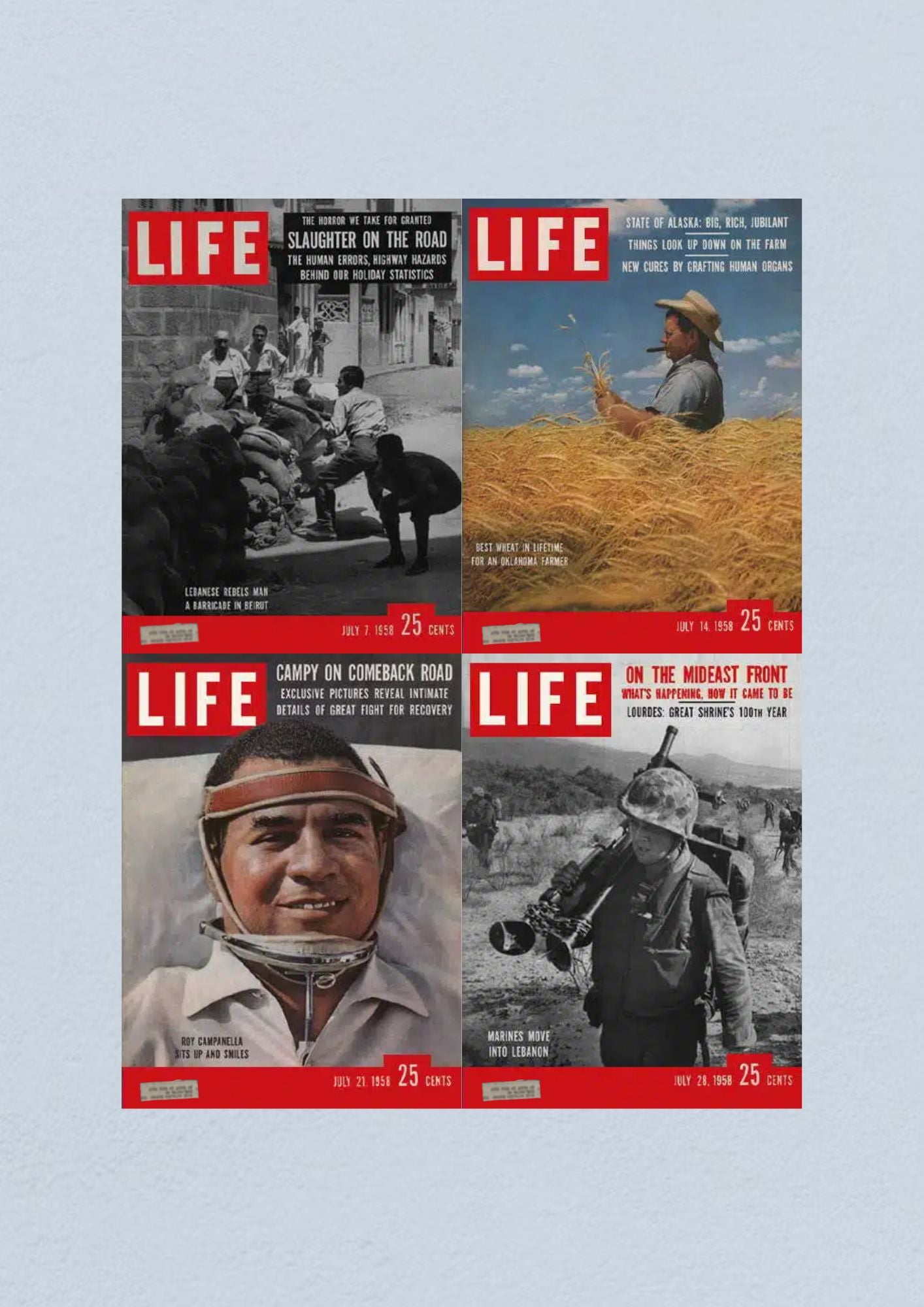 Life Magazine Lot of 4 Full Month July 1958 7, 14, 21, 28 Civil Rights Era