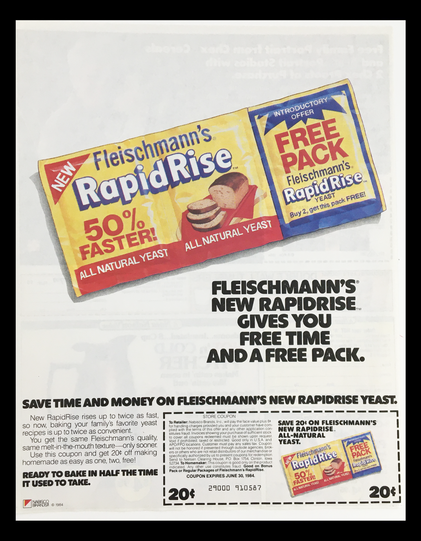 1984 Fleischmann's RapidRise Yeast Circular Coupon Advertisement