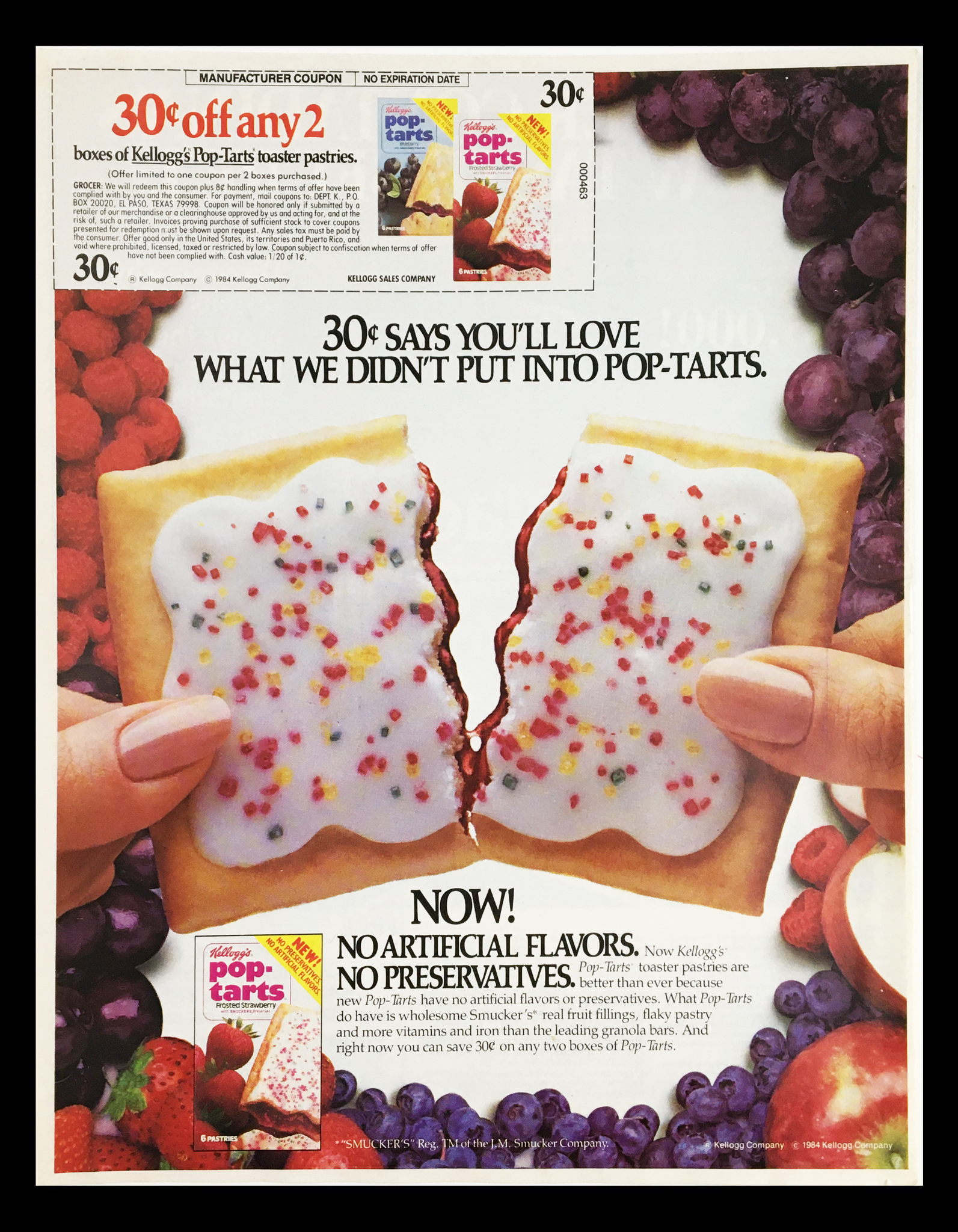 1984 Kellogg's Pop-Tarts Frosted Strawberry Circular Coupon Advertisement