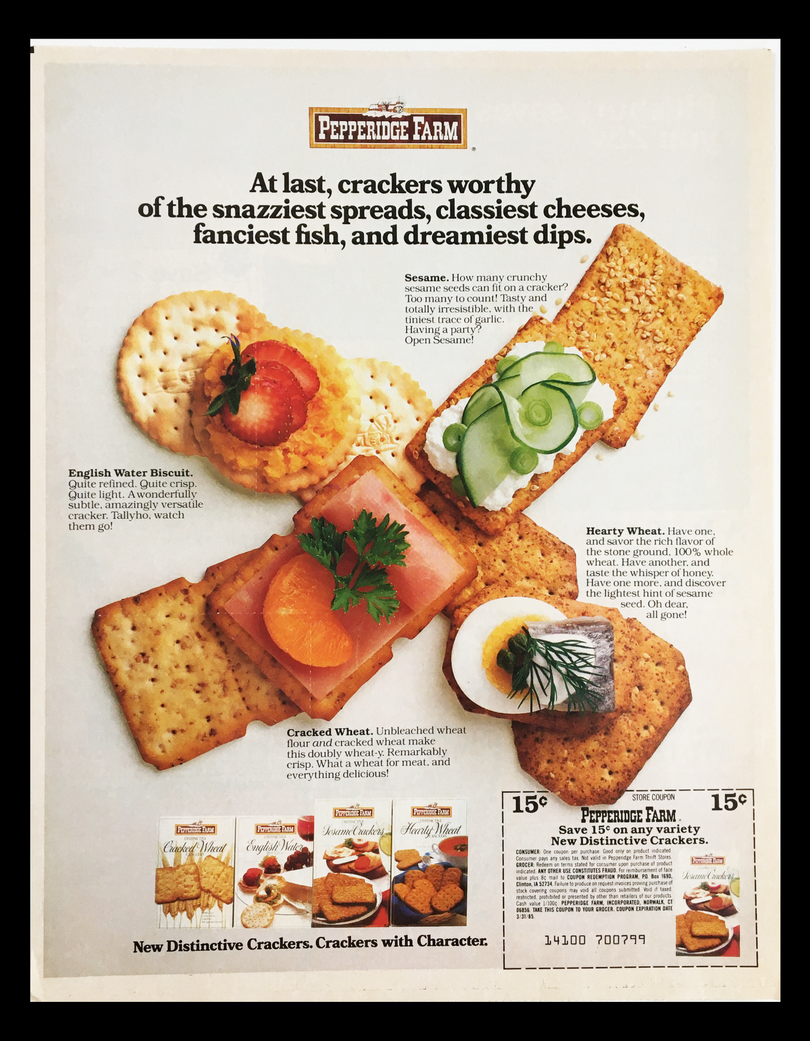 1985 Pepperidge Farm Crackers Circular Coupon Advertisement