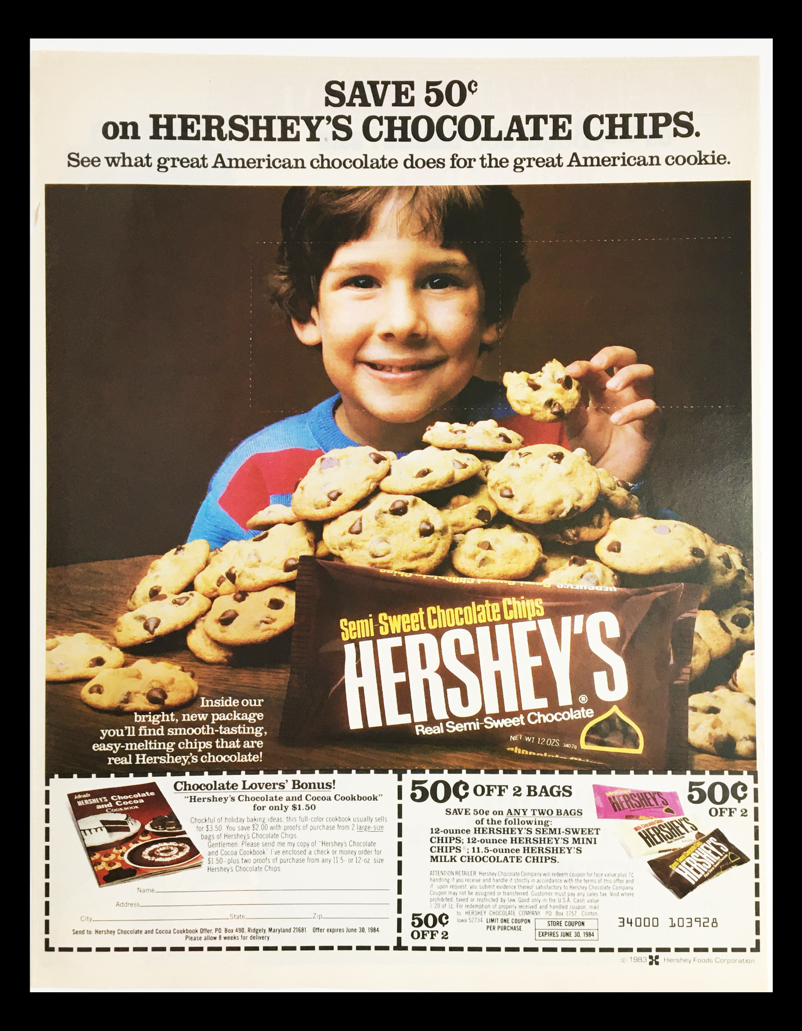 1984 Hershey's Real Semi-Sweet Chocolate Circular Coupon Advertisement