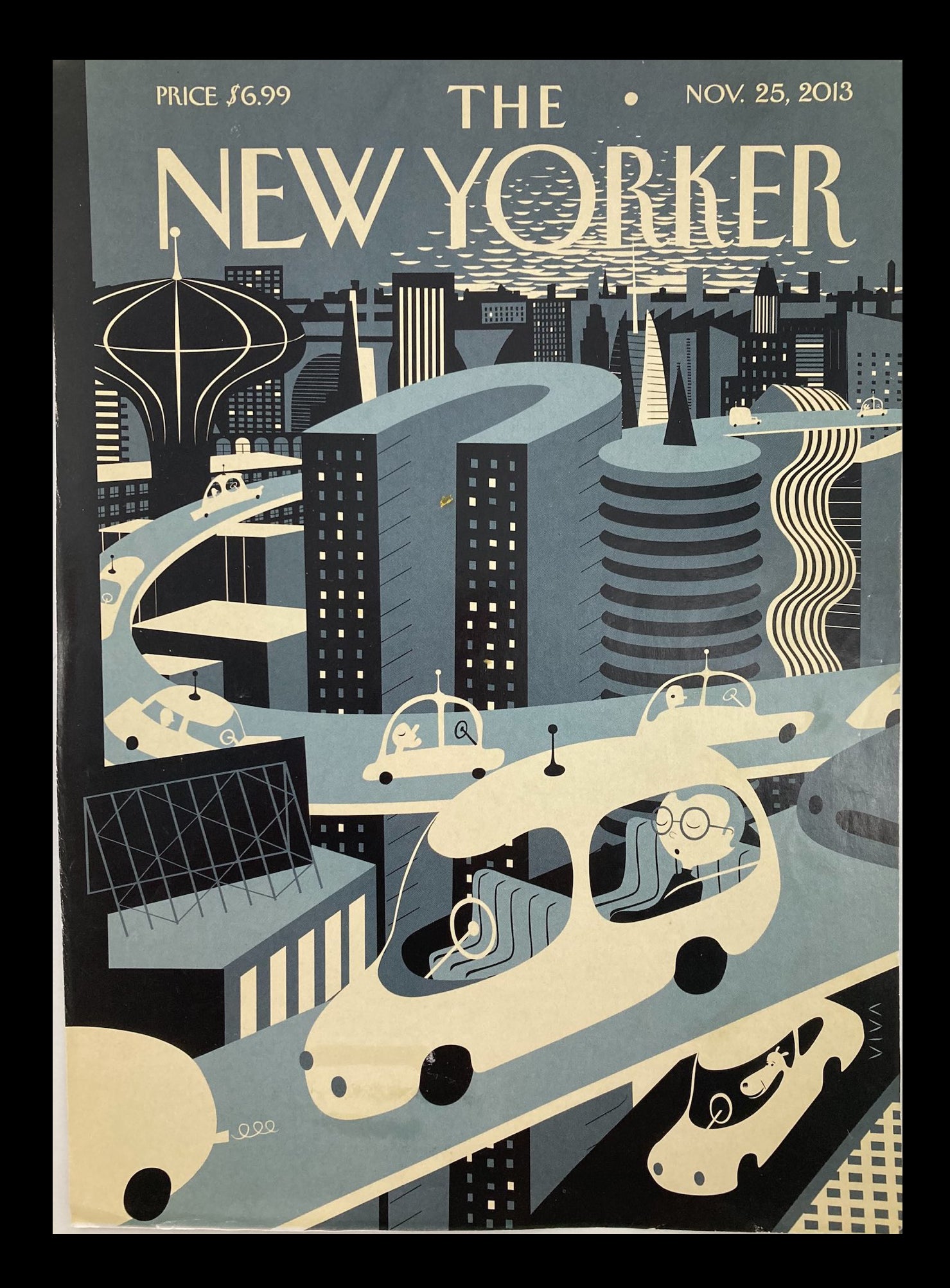 COVER ONLY The New Yorker November 25 2013 Asleep at the Wheel by Frank Viva