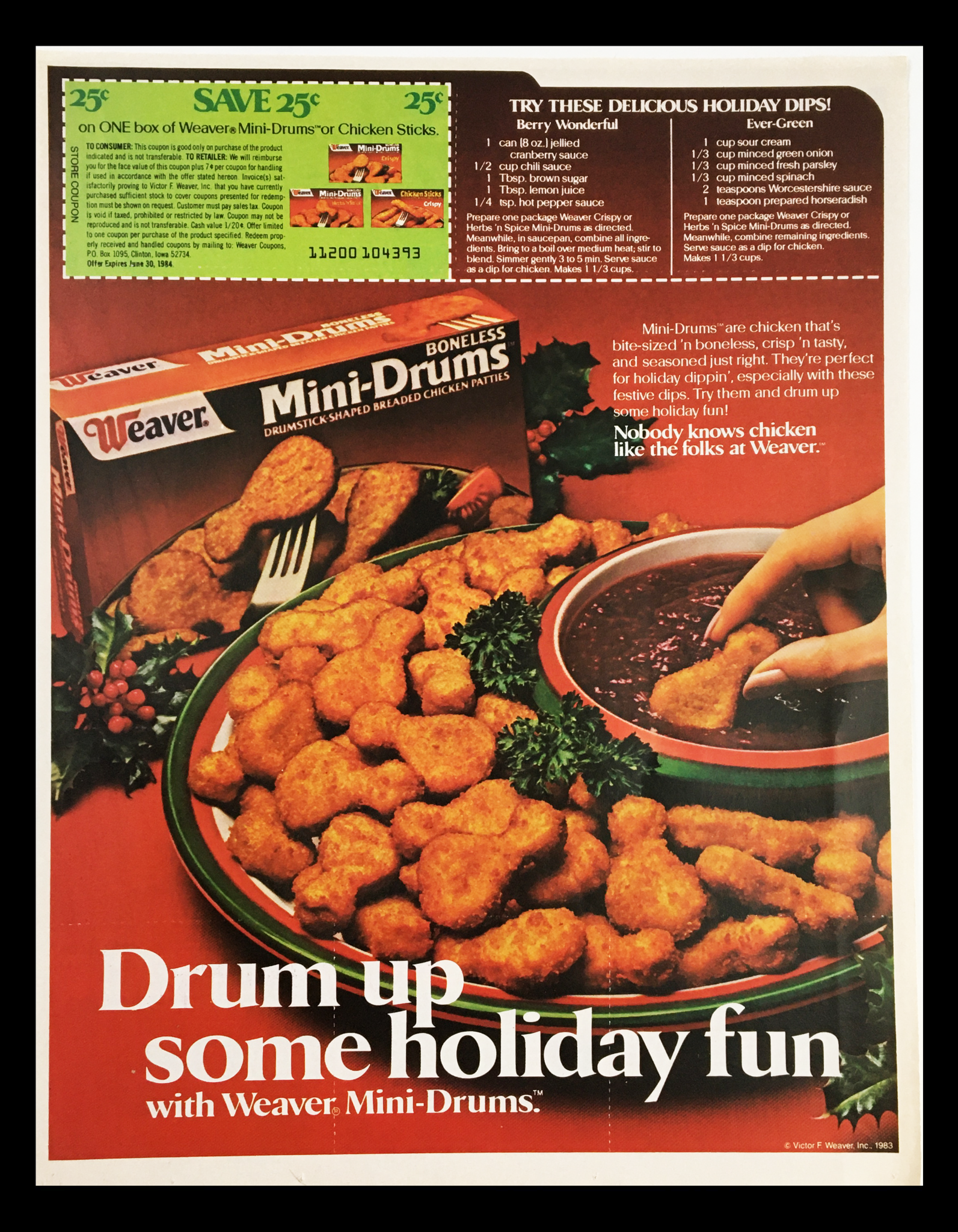 1984 Weaver Boneless Mini-Drums Circular Coupon Advertisement