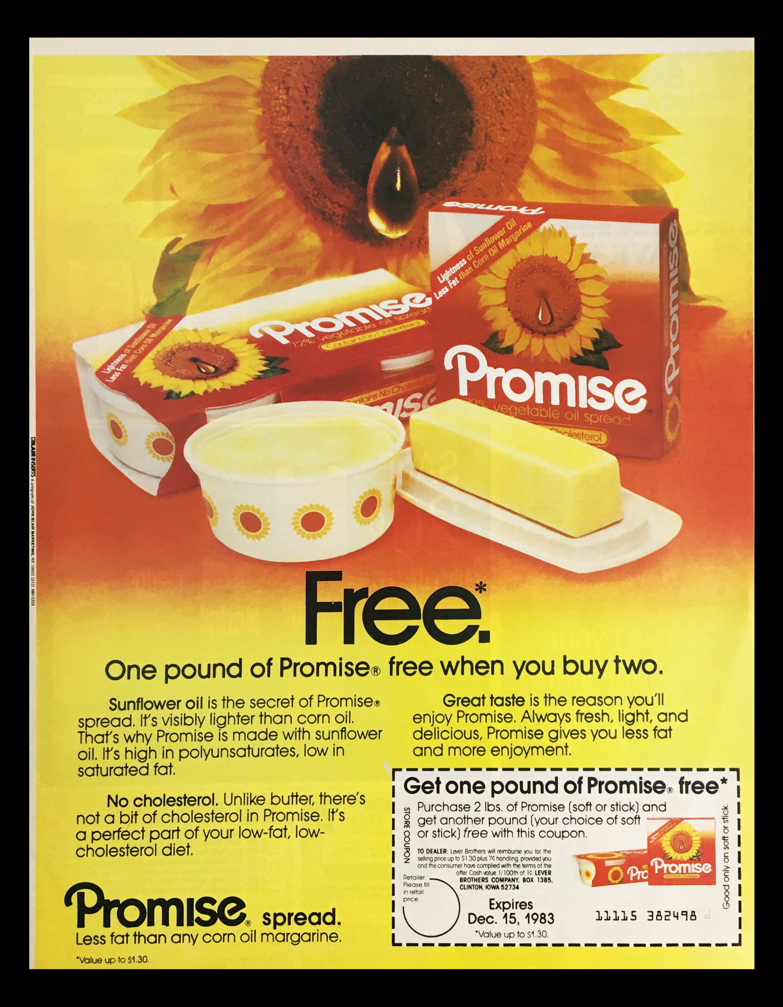 1983 Promise Corn Oil Margarine Spread Circular Coupon Advertisement