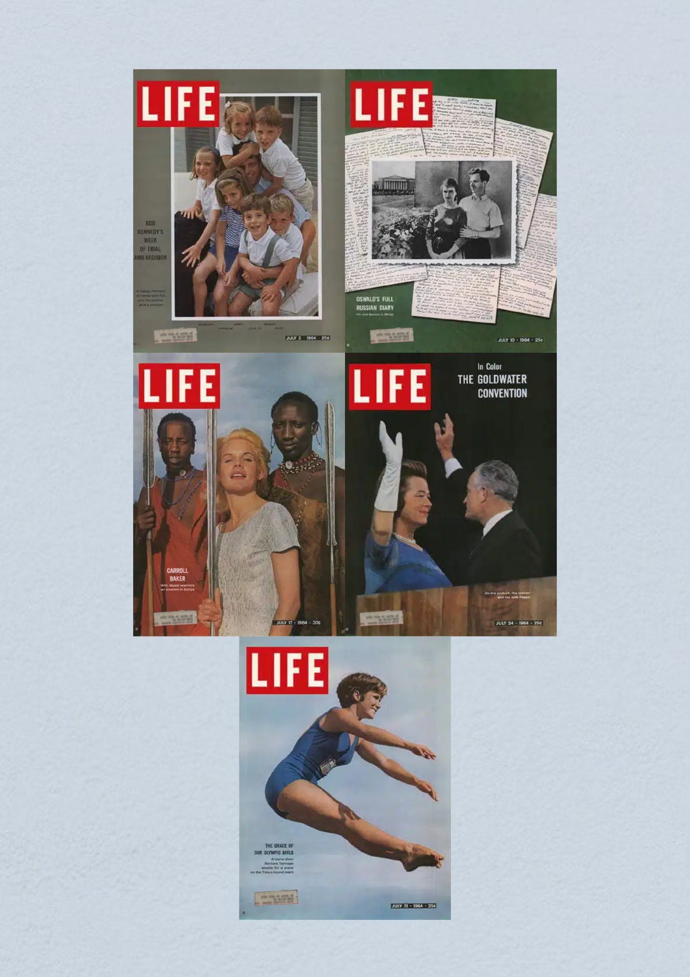 Life Magazine Lot of 5 Full Month July 1964 3, 10, 17, 24, 31 Civil Rights Era