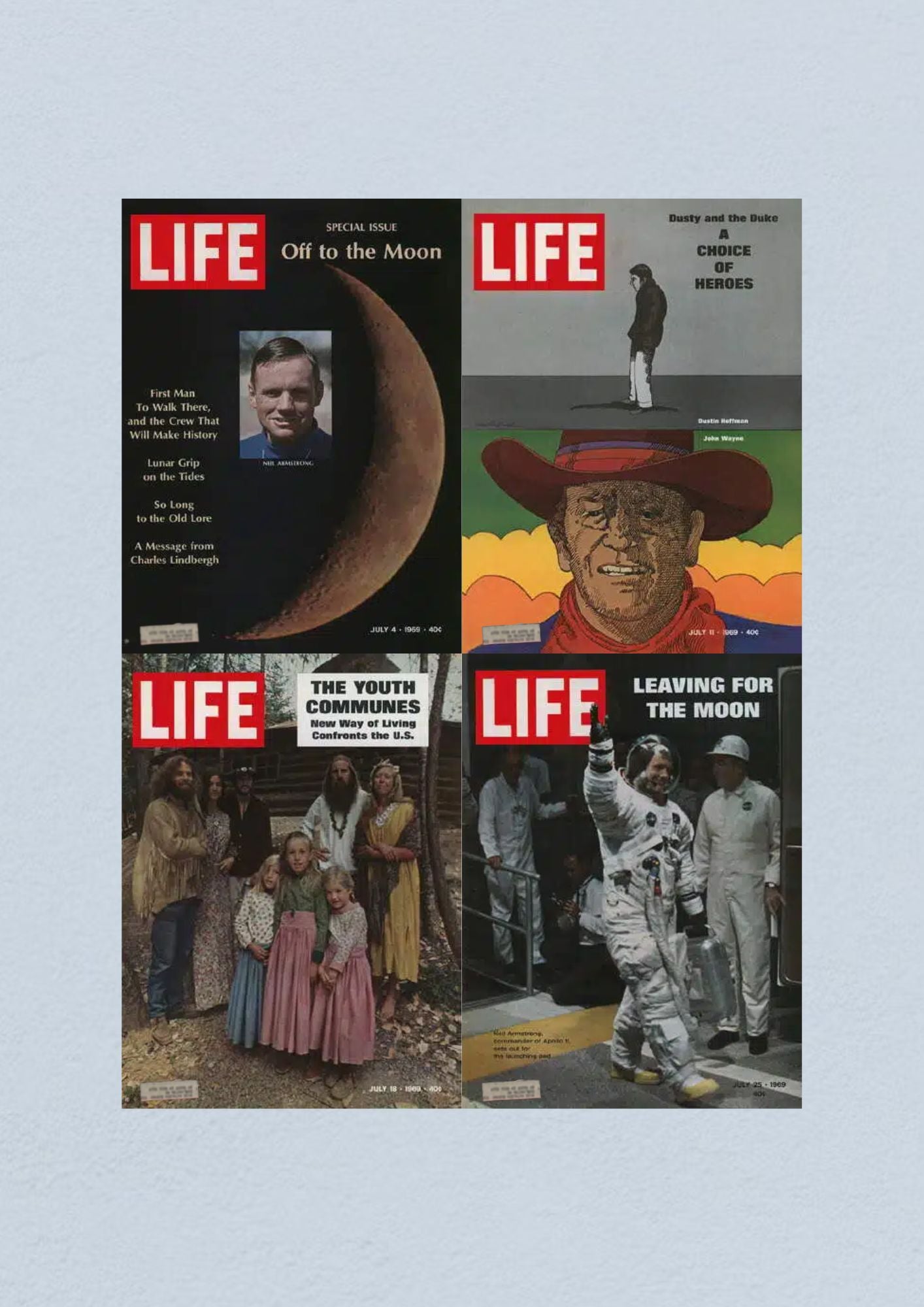 Life Magazine Lot of 4 Full Month July 1969 4, 11, 18, 25 Space Race Era