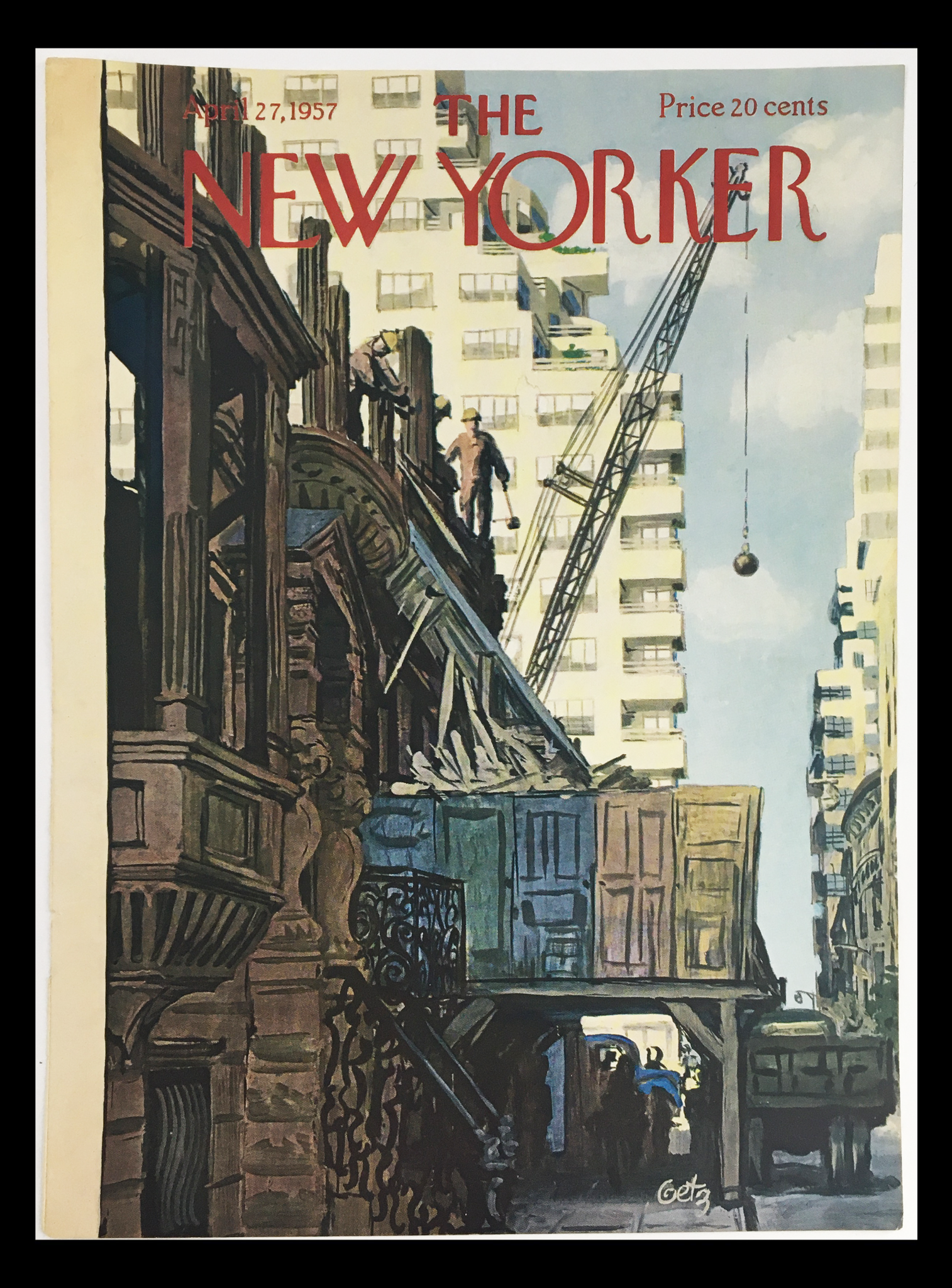 COVER ONLY The New Yorker April 27 1957 Full Cover Theme by Arthur Getz