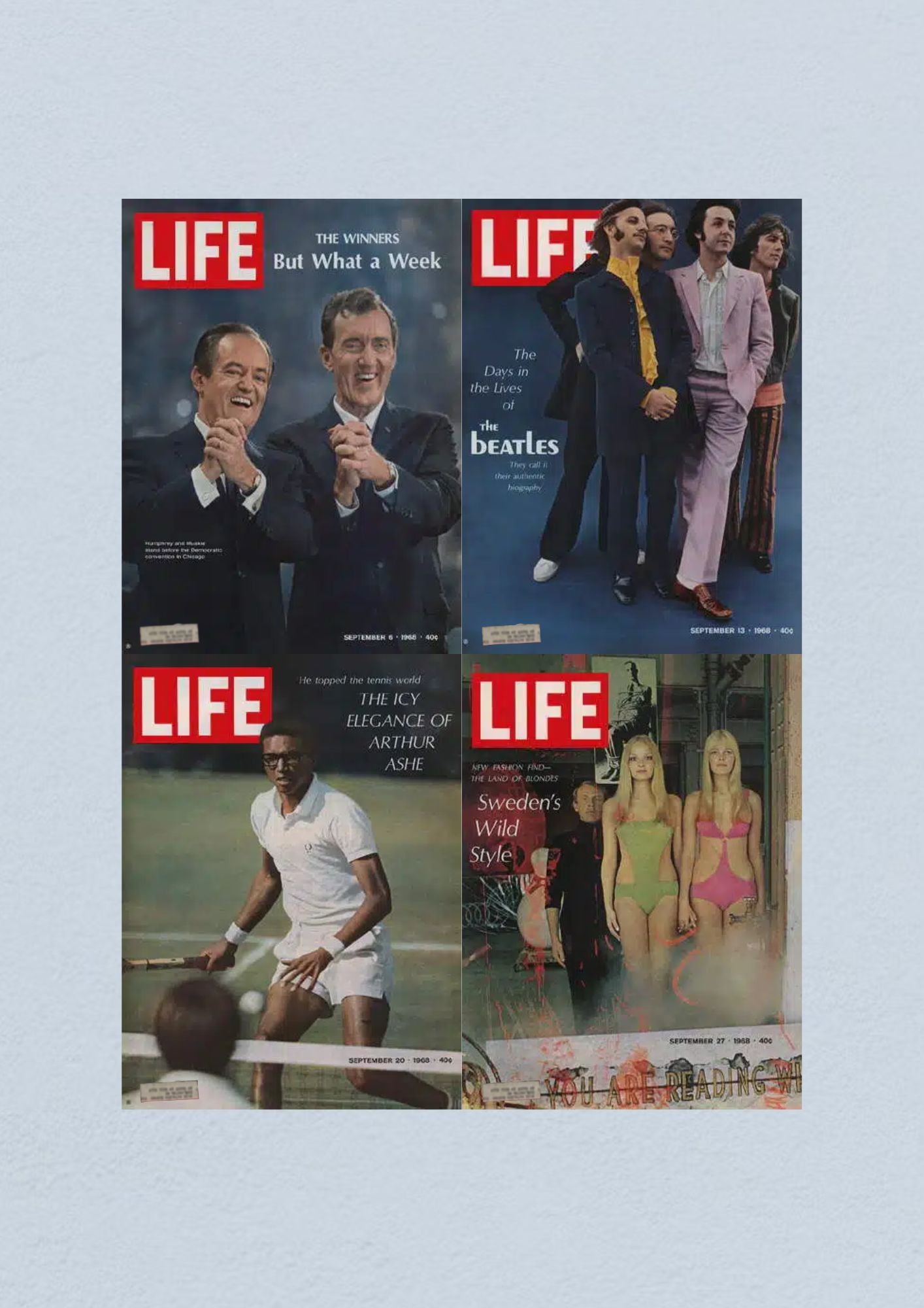 Life Magazine Lot of 4 Full Month of September 1968 6, 13, 20, 27