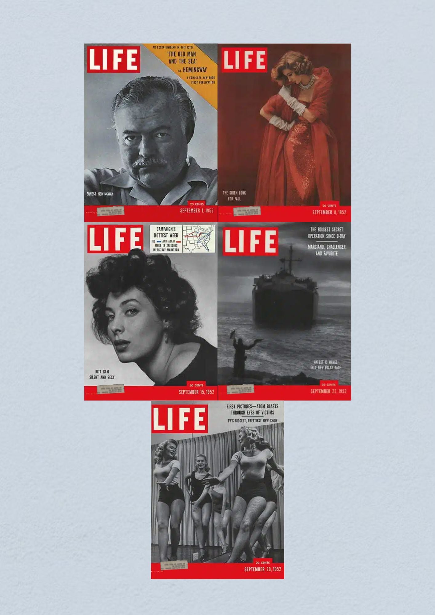 Life Magazine Lot of 5 Full Month September 1952 1, 8,15,22,29