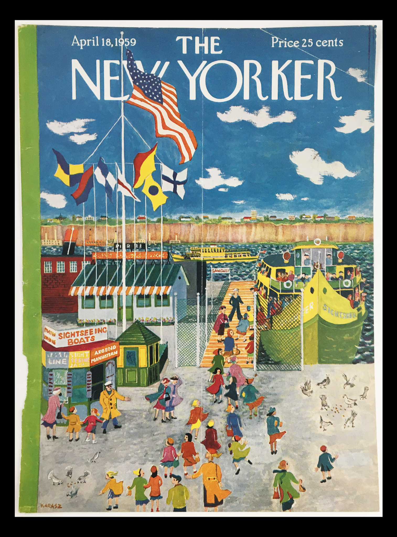 COVER ONLY The New Yorker April 18 1959 Full Cover Theme by Ilonka Karasz