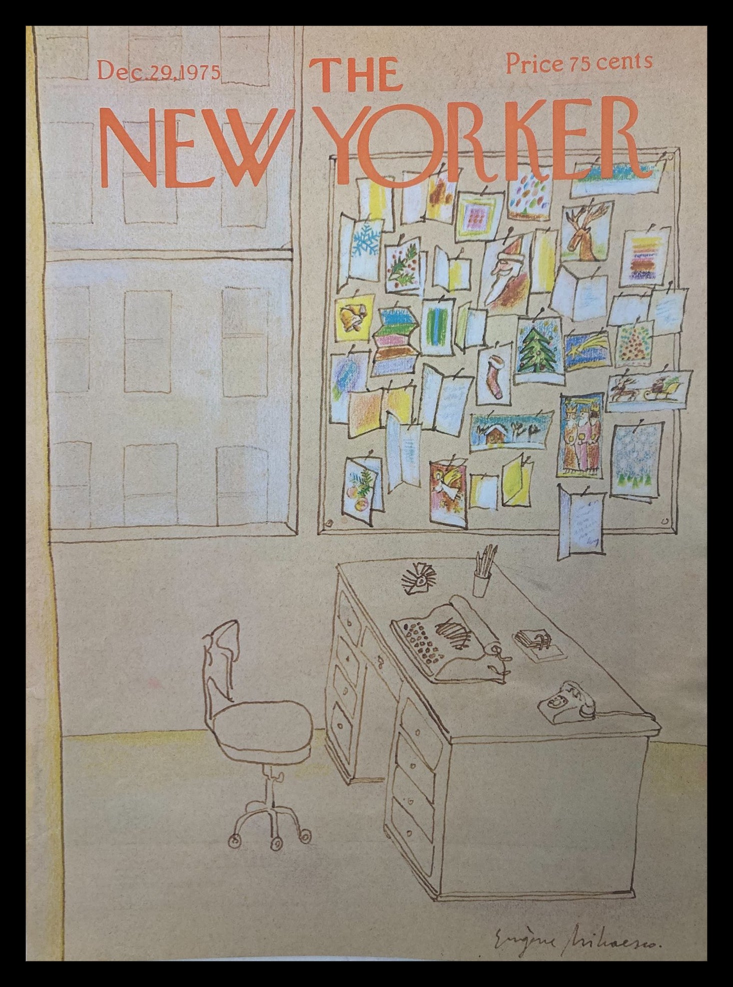 COVER ONLY The New Yorker December 29 1975 Home Desk by E. Mihaesco No Label