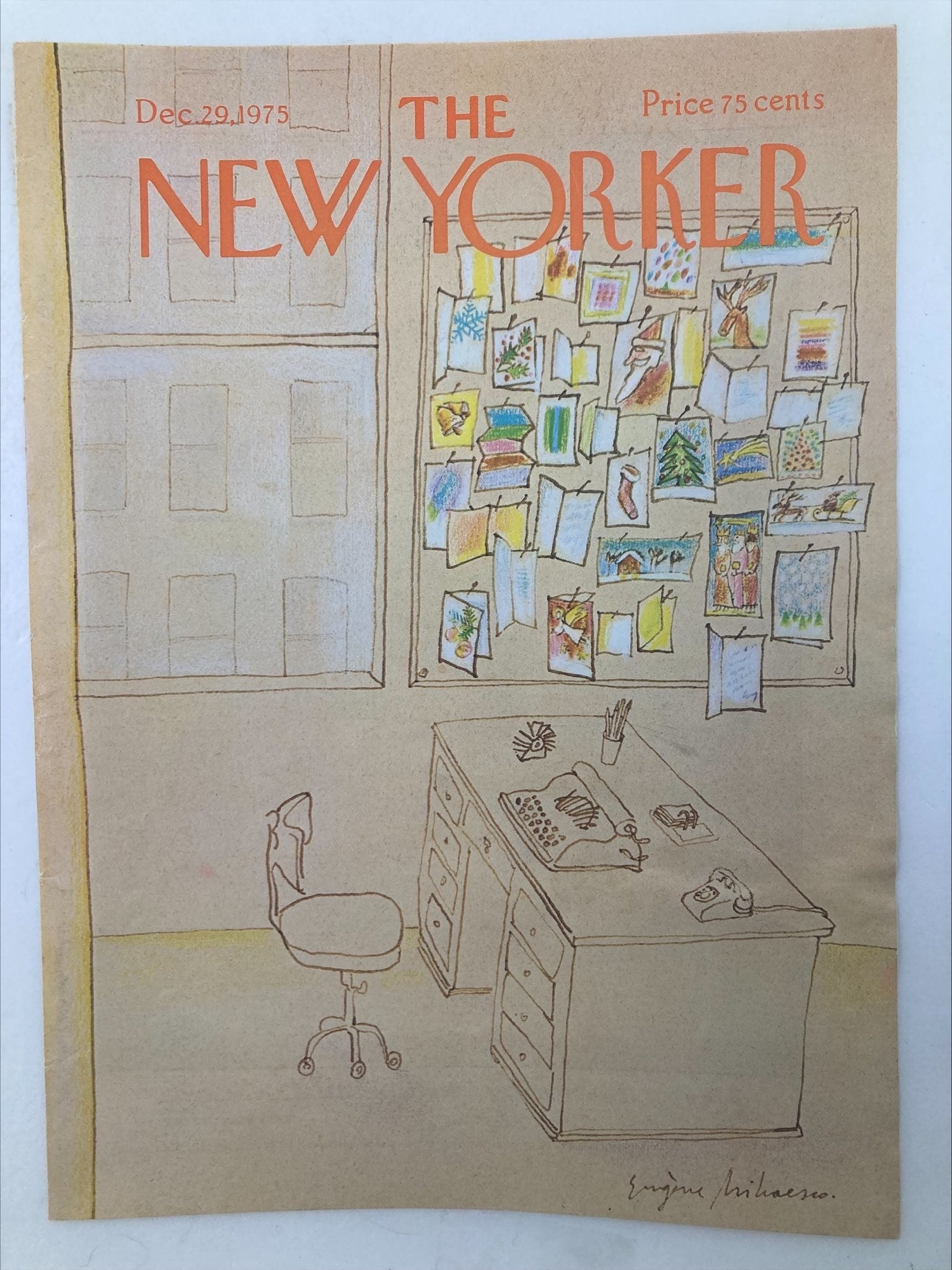 COVER ONLY The New Yorker December 29 1975 Home Desk by E. Mihaesco No Label