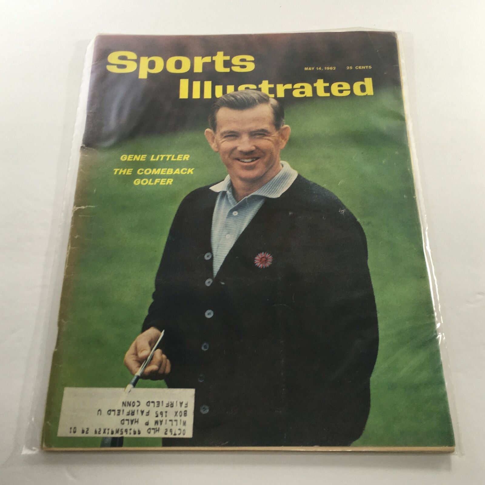 Cover of Sports Illustrated magazine from May 14, 1962, featuring Gene Littler, titled The Comeback Golfer. Part of the Lot of 10 1950s-1970s Sports Illustrated Magazine Golf Collection.