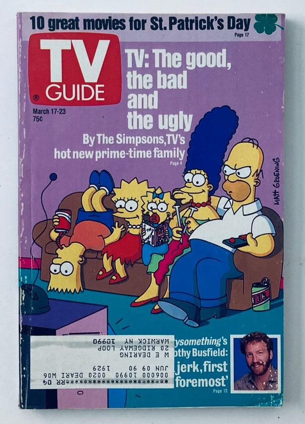 TV Guide Magazine March 17 1990 Timothy Busfield & Simpson Family NY Metro Ed.