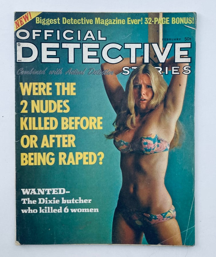 VTG Official Detective Stories Magazine February 1972 The Dixie Butcher No Label